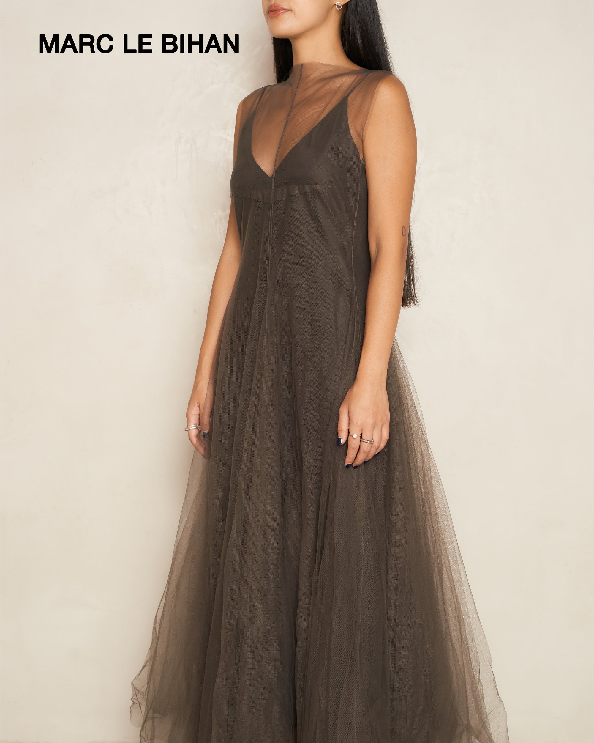 MARC LE BIHAN - Undergarment Looking Dress In Doubled Washed Silk