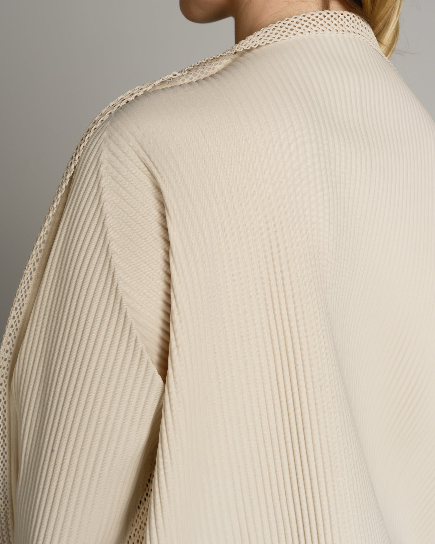 Off White Cardigan Mesh Trim