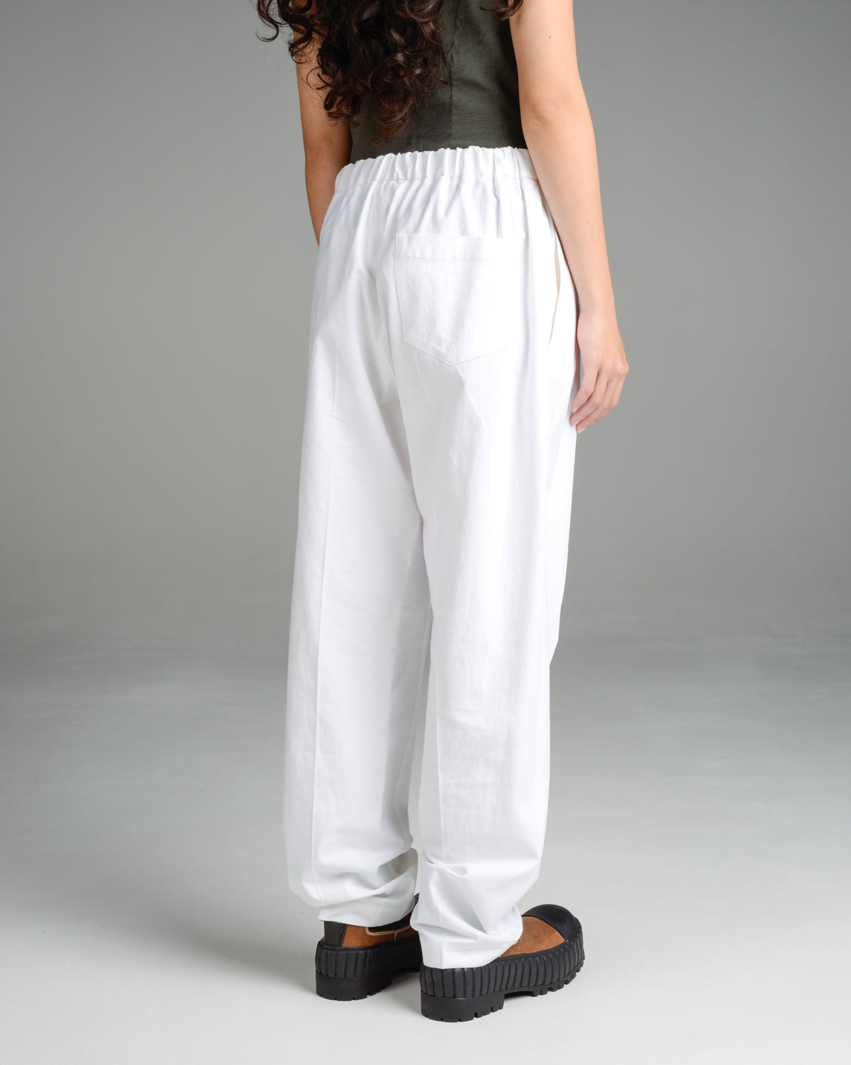 White Straight Leg Trousers