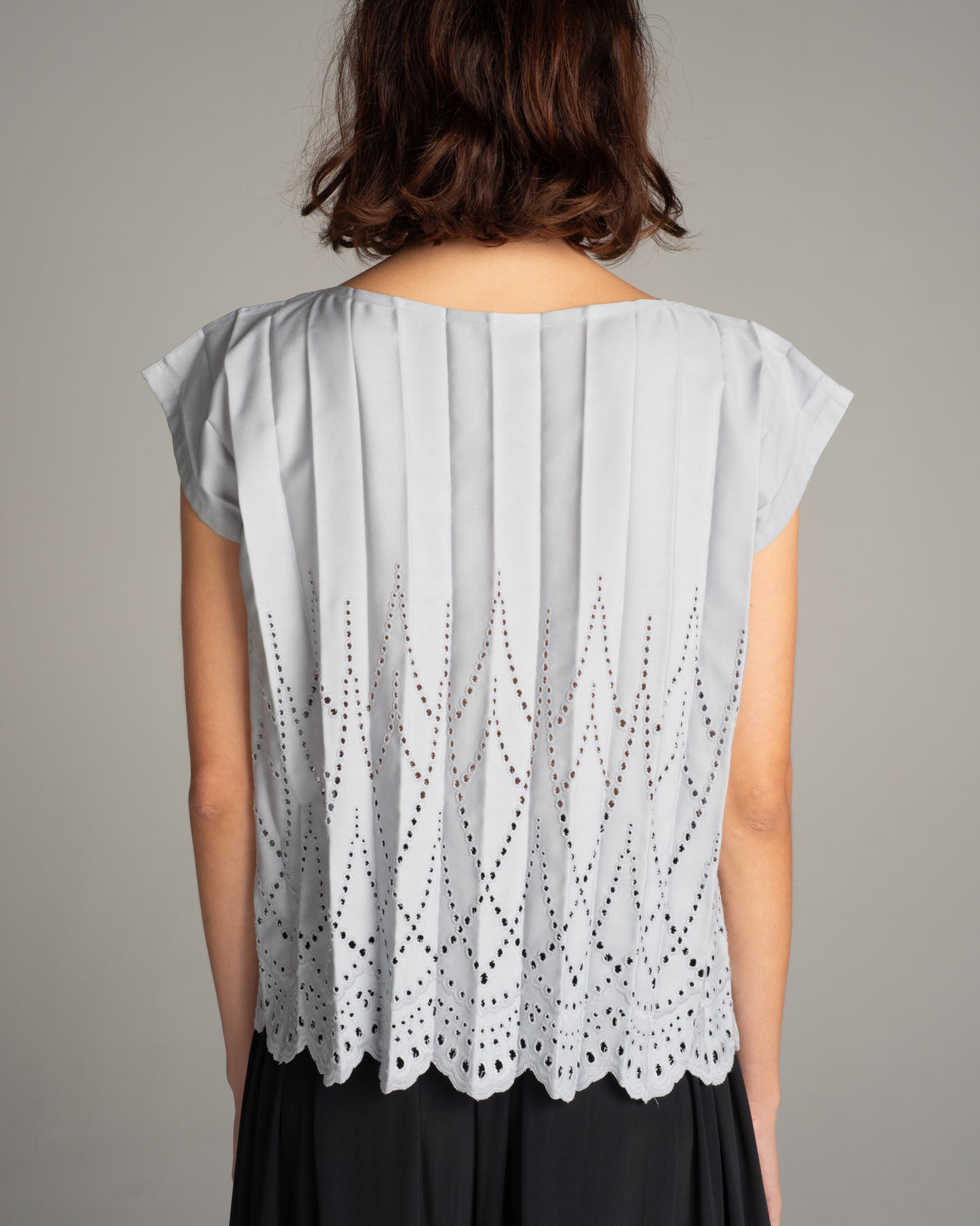 Grey Lace Pleat Shirt