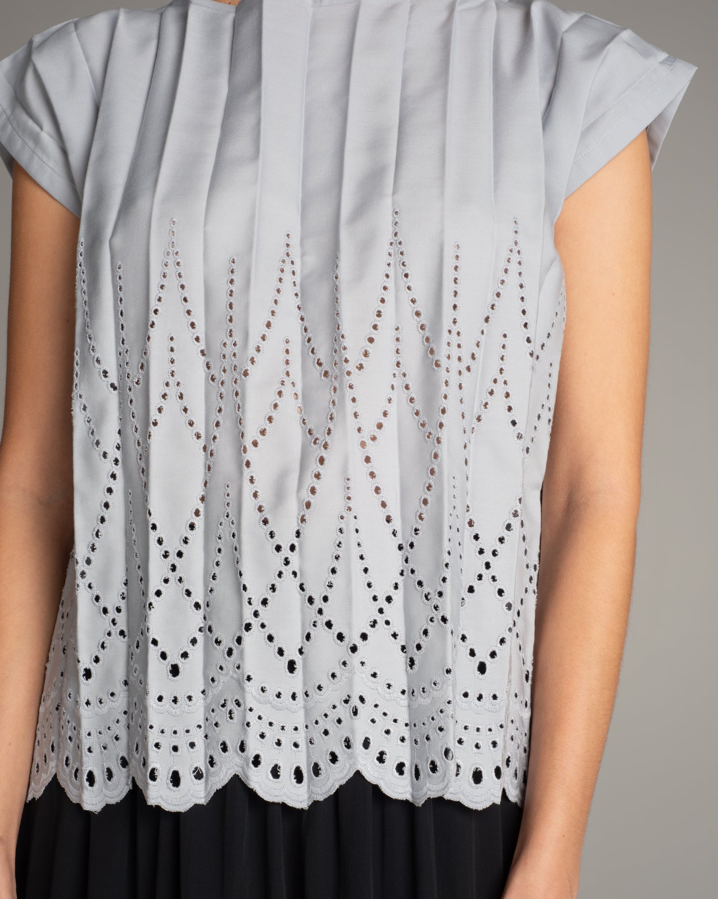 Grey Lace Pleat Shirt