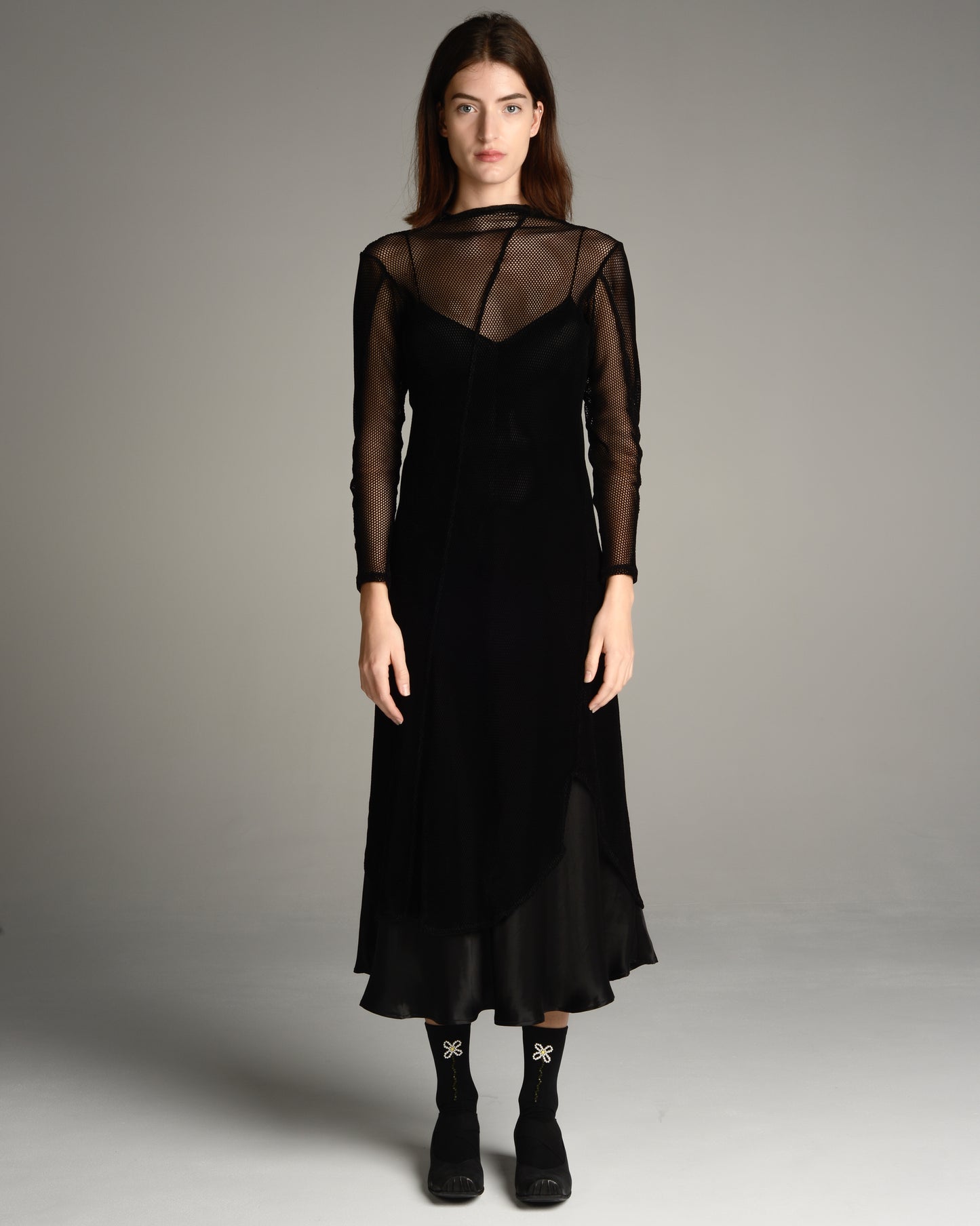 Black Velvet Mesh Dress