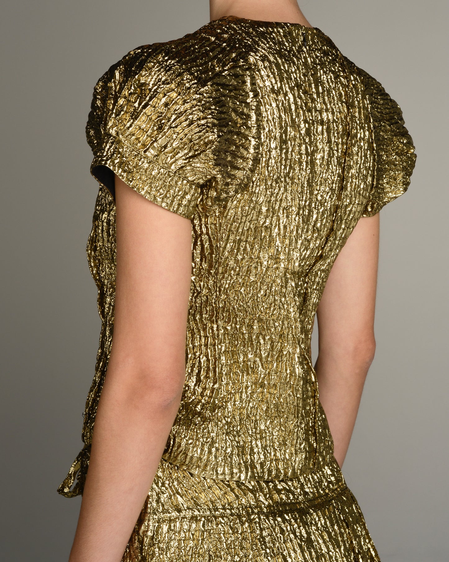 Gold Bustier Short Sleeve Top