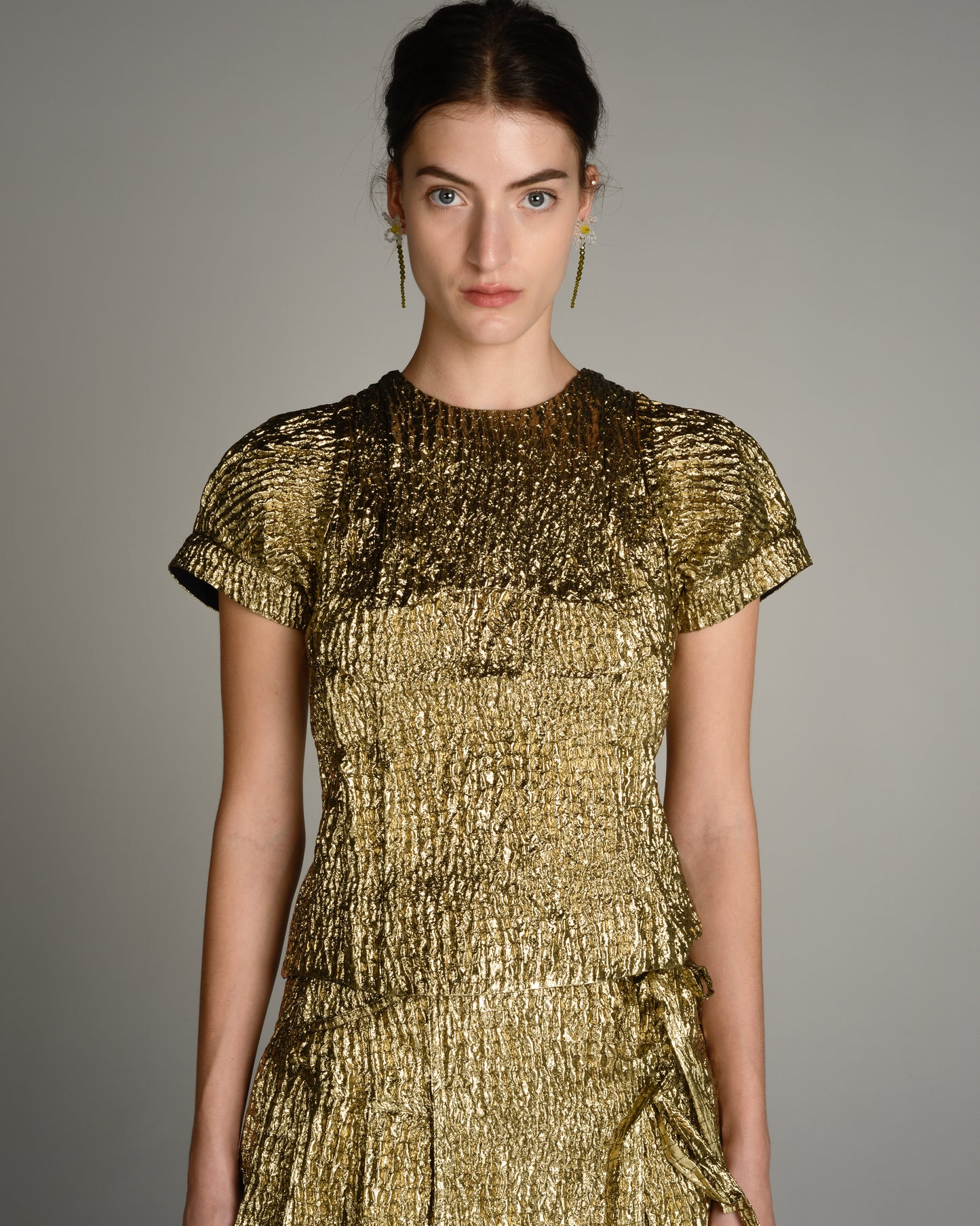 Gold Bustier Short Sleeve Top