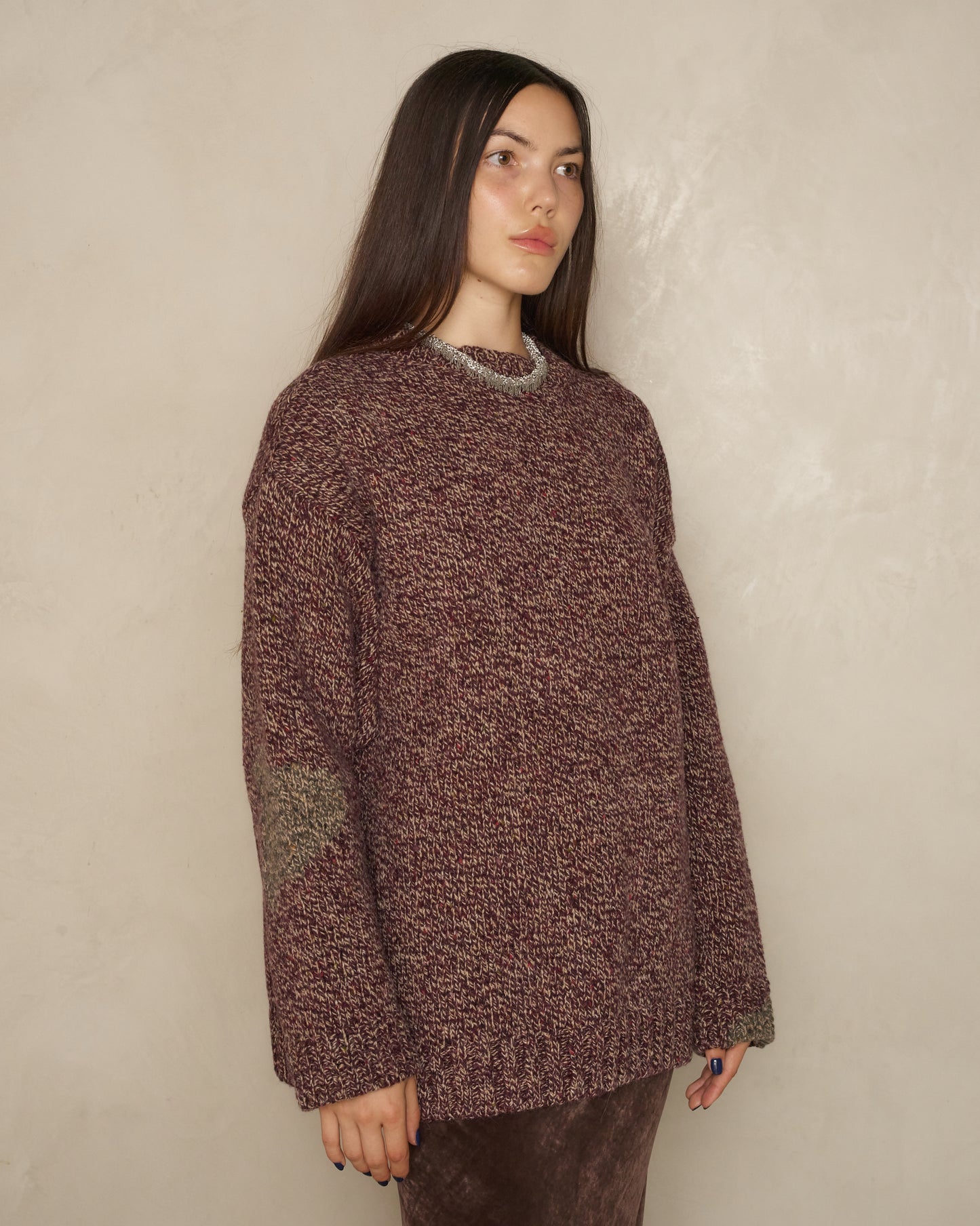 Merlot Knit Crewneck Sweater