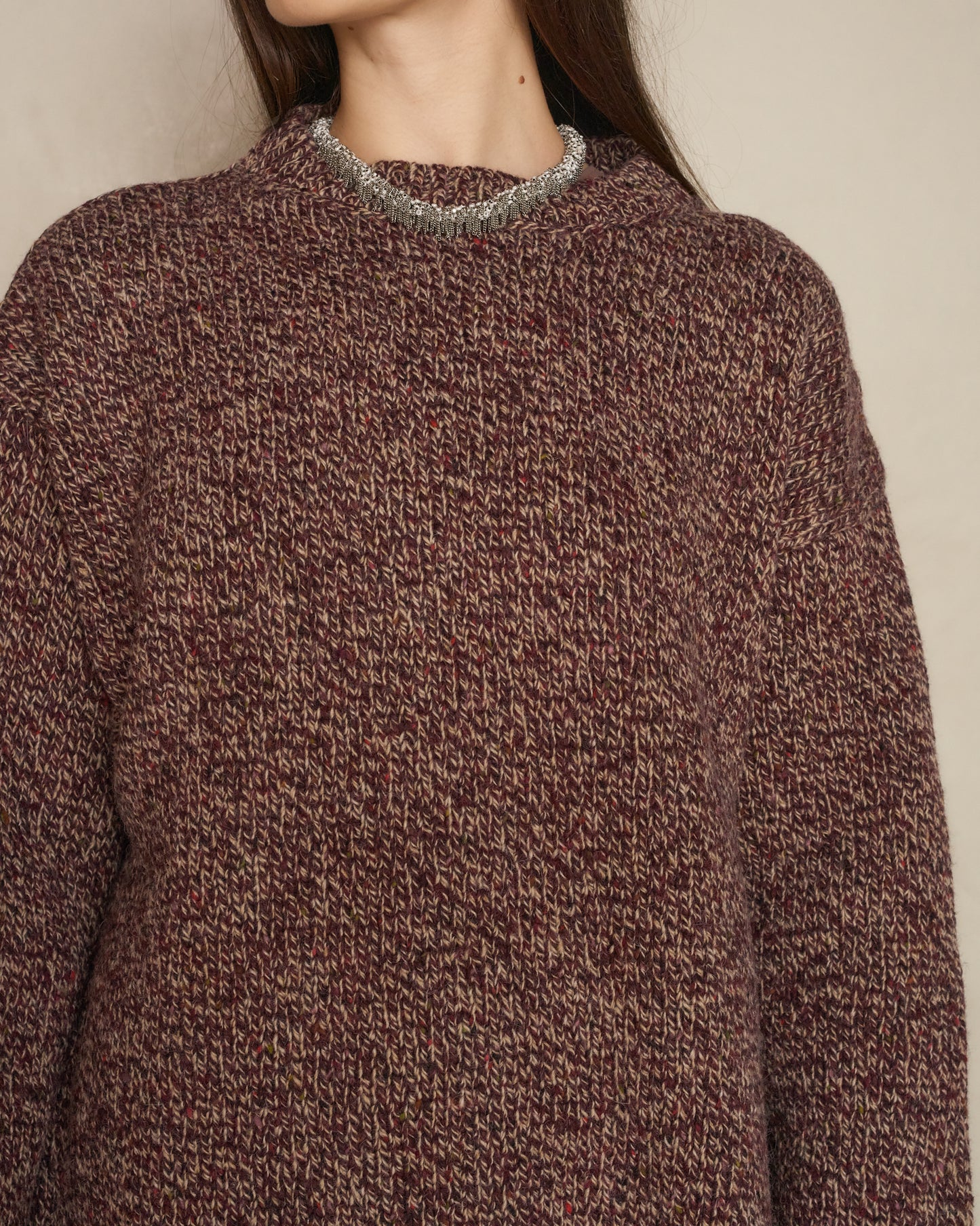 Merlot Knit Crewneck Sweater