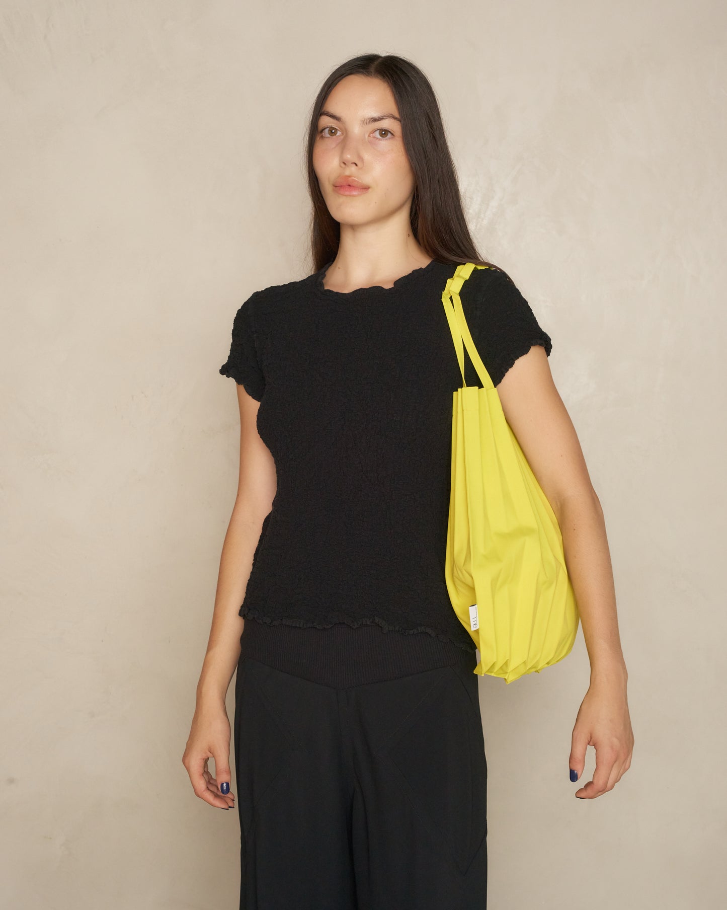 Lime Yellow Trunk Pleats Bag