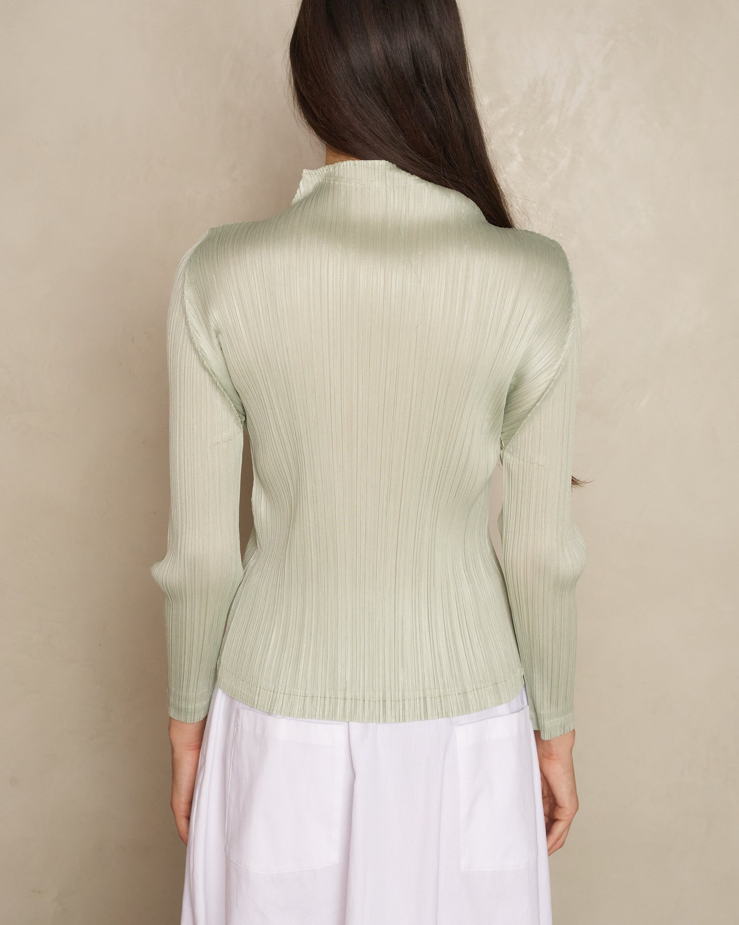 Sage Green High Neck Long Sleeve Top