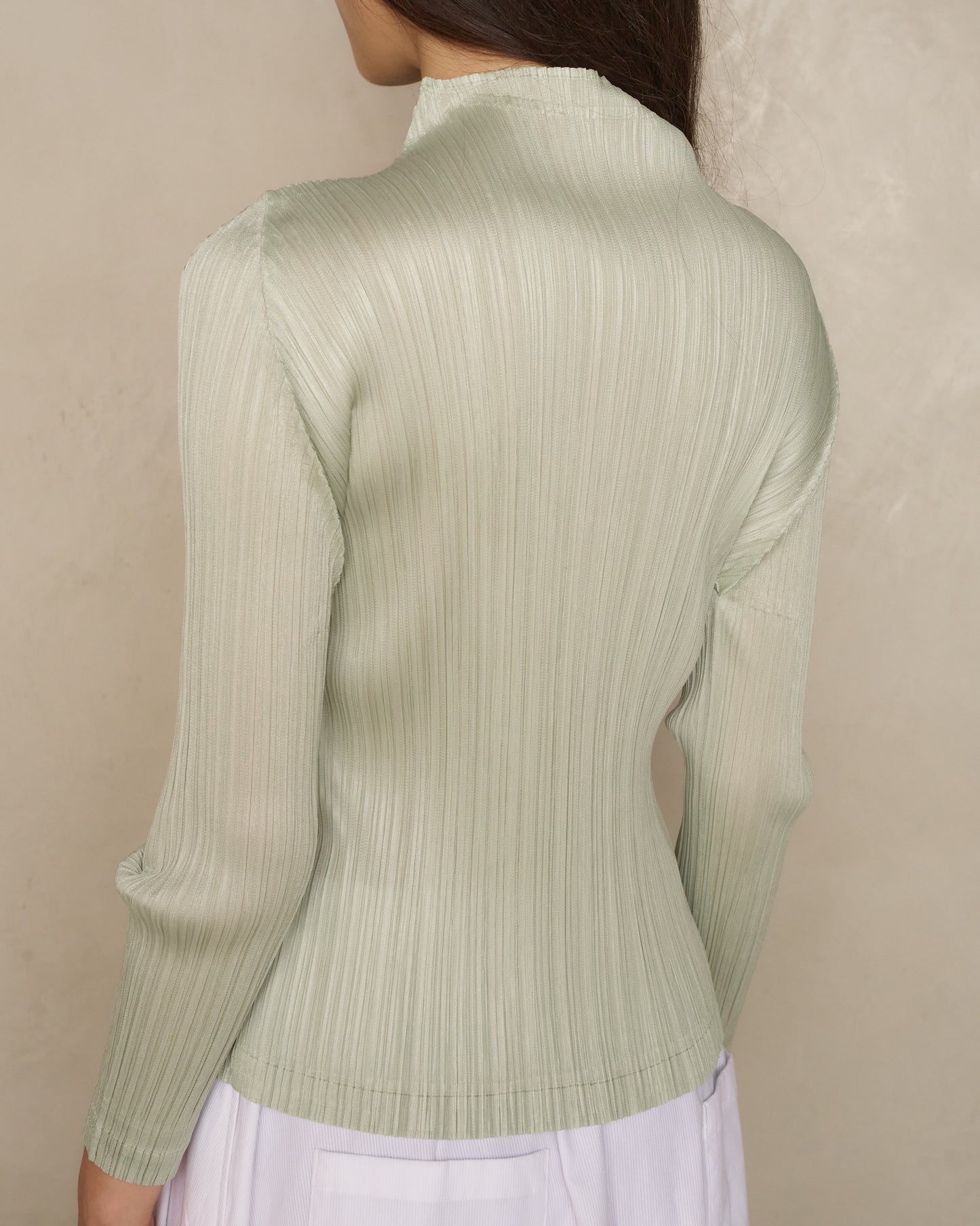 Sage Green High Neck Long Sleeve Top