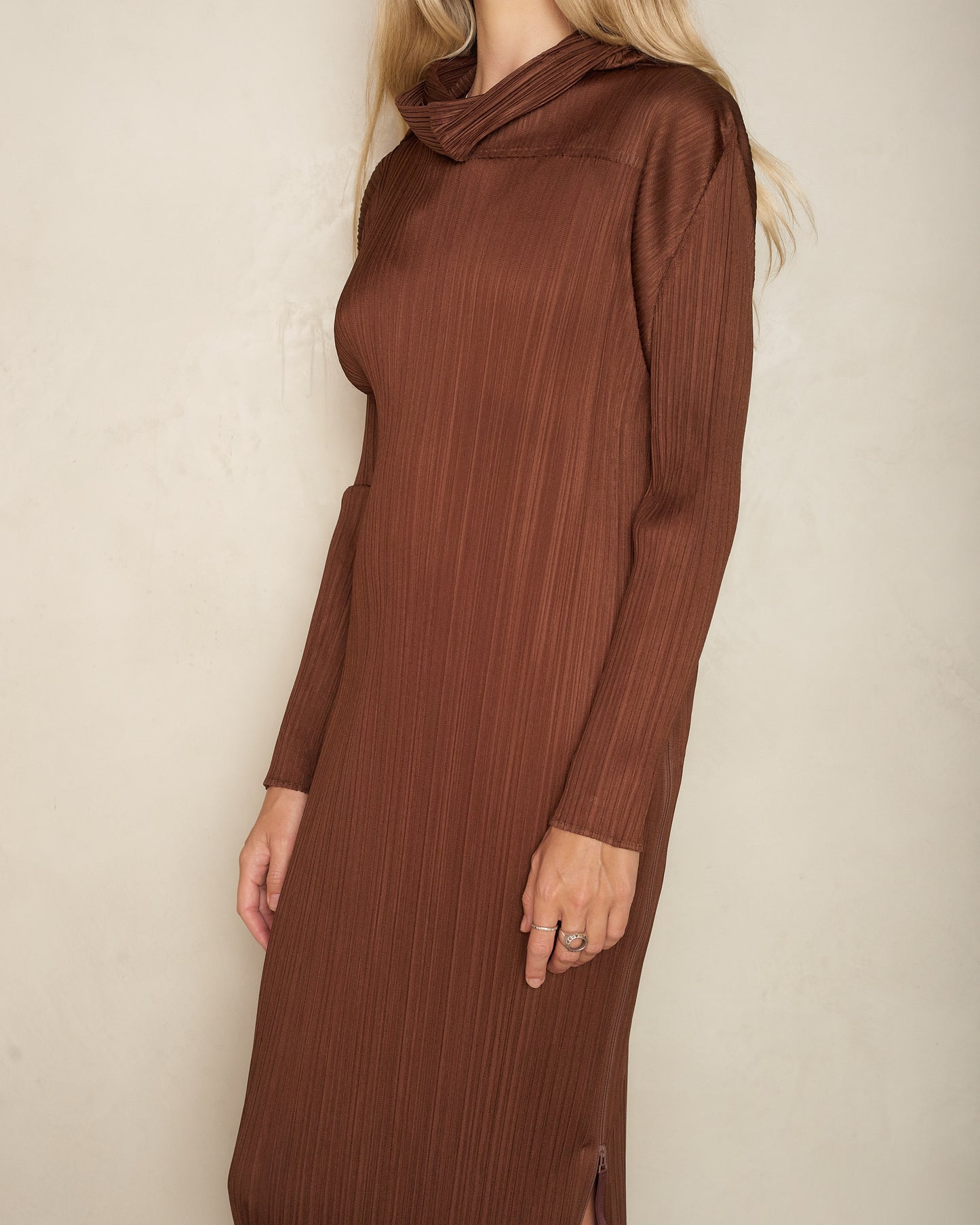 Dark Brown Cowl Neck Dress