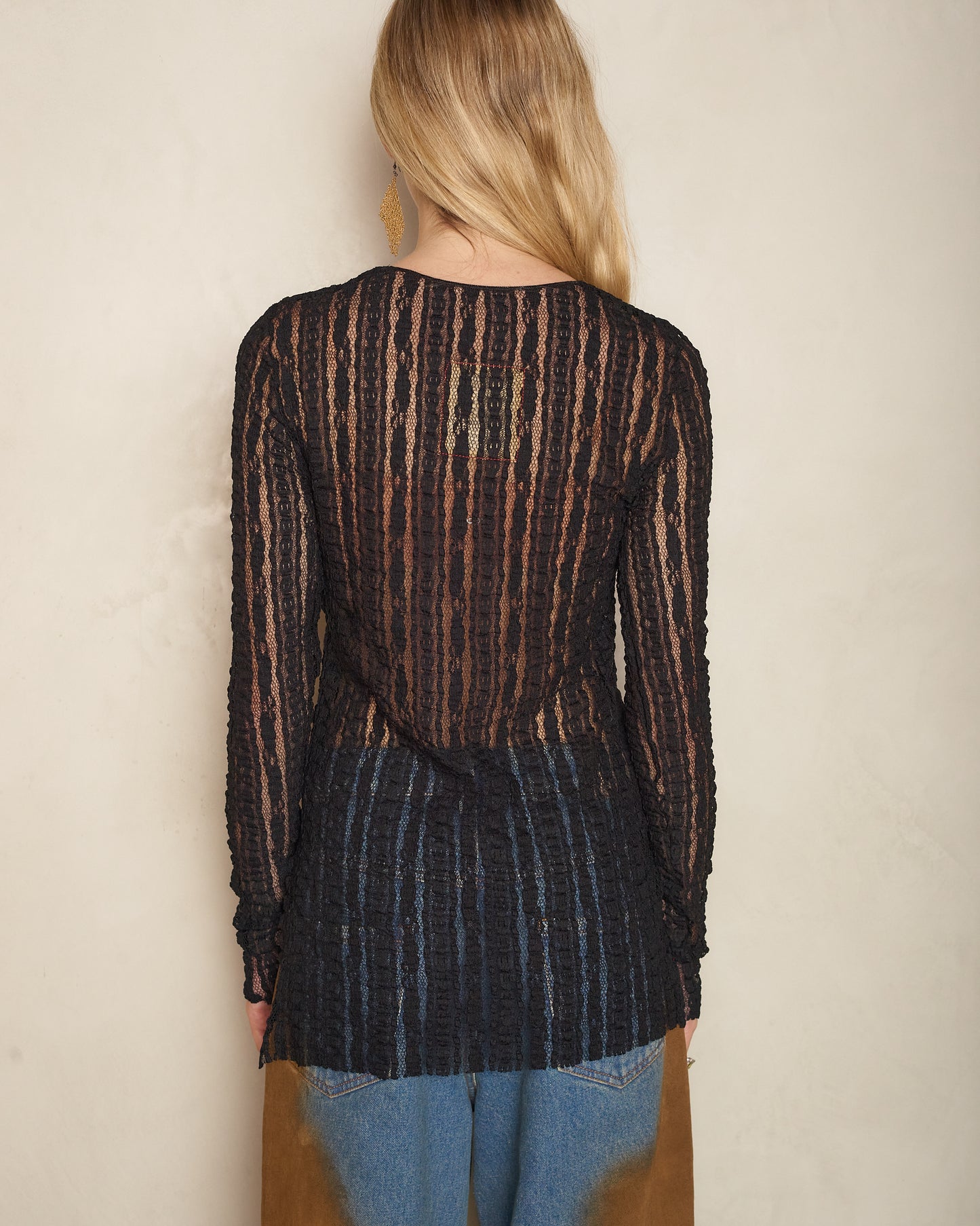 Black Lace Long Sleeve Top