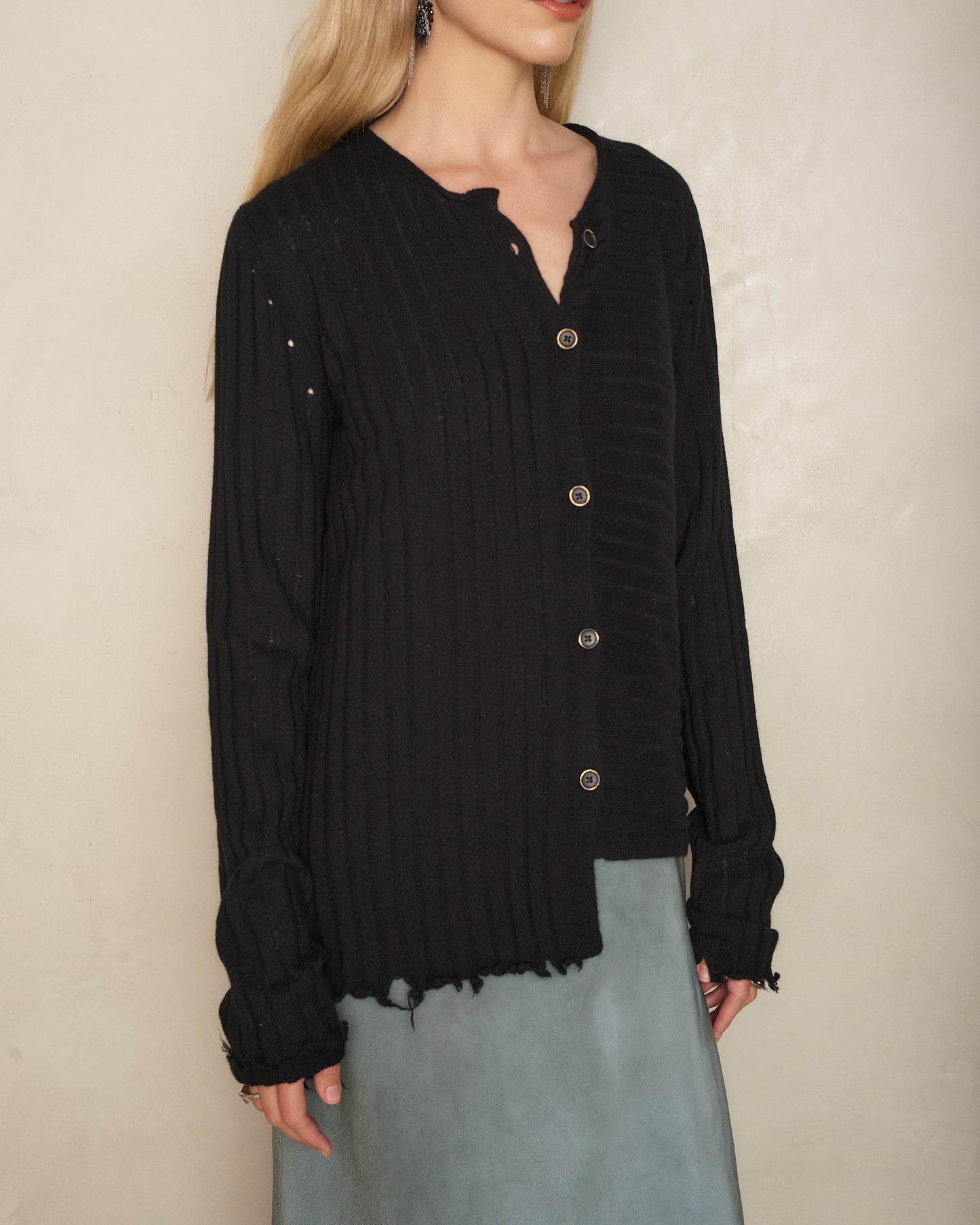 Black Asymmetric Cardigan