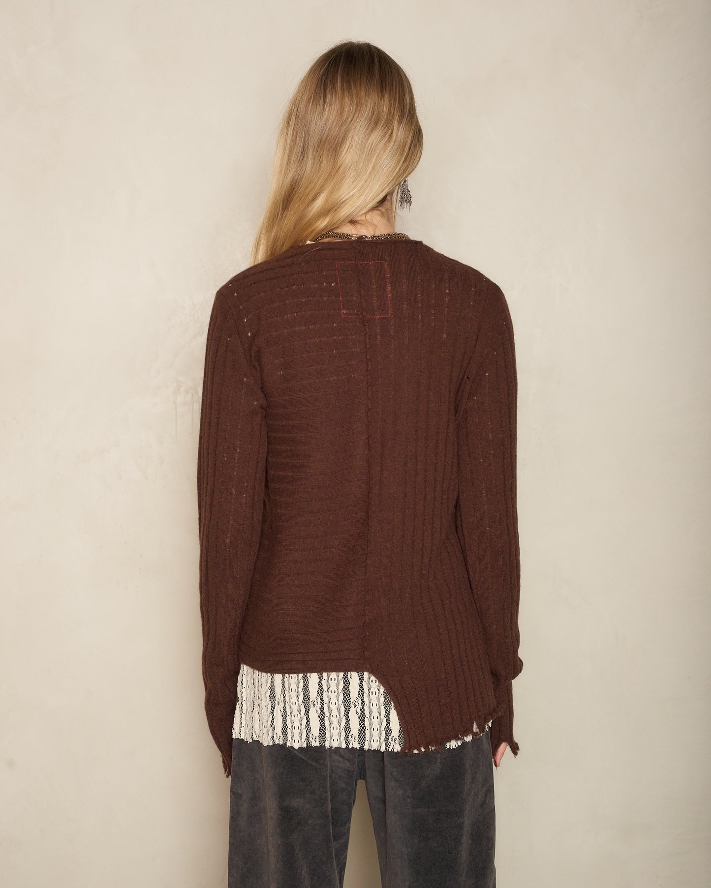 Dark Brown Asymmetric Cardigan