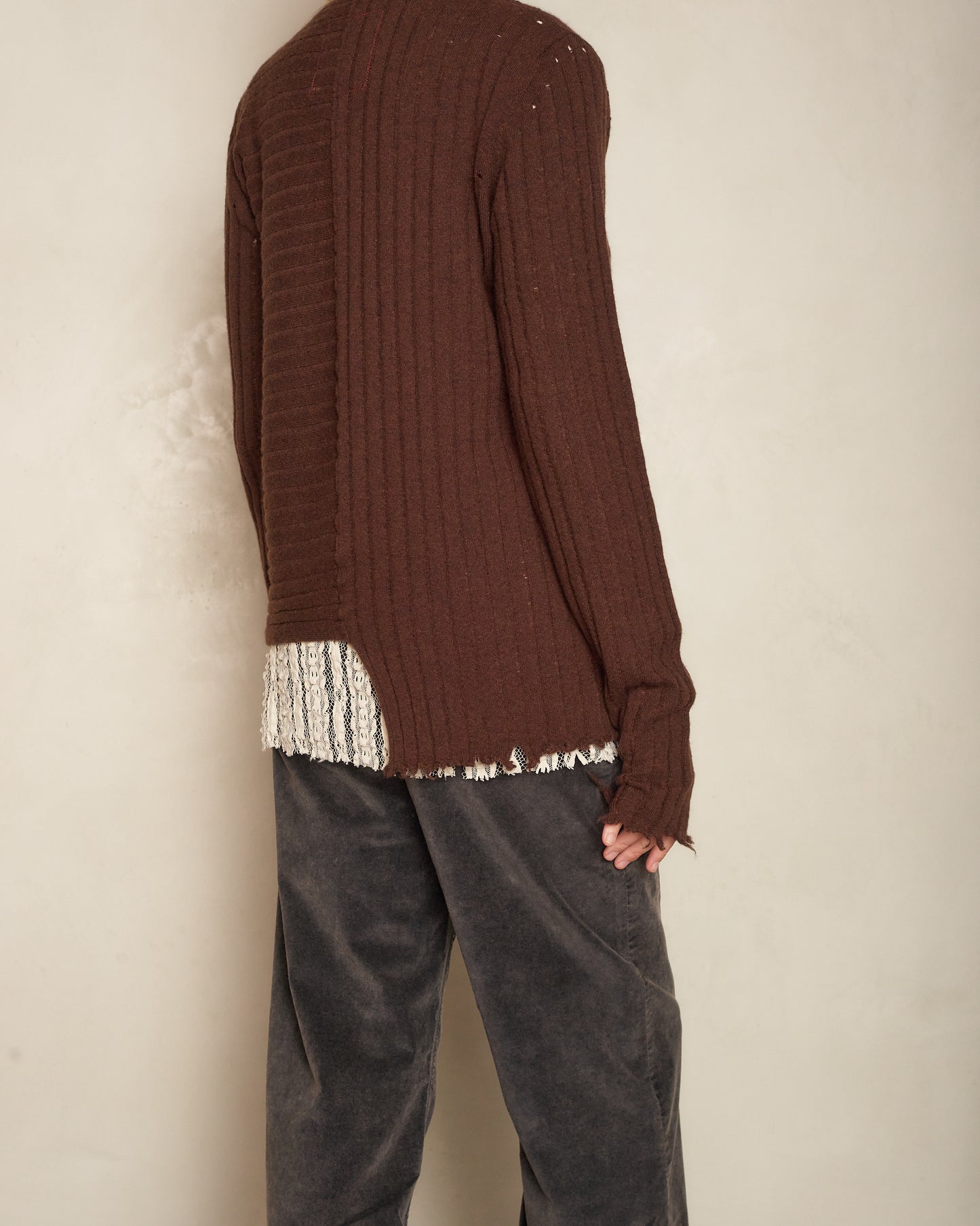 Dark Brown Asymmetric Cardigan