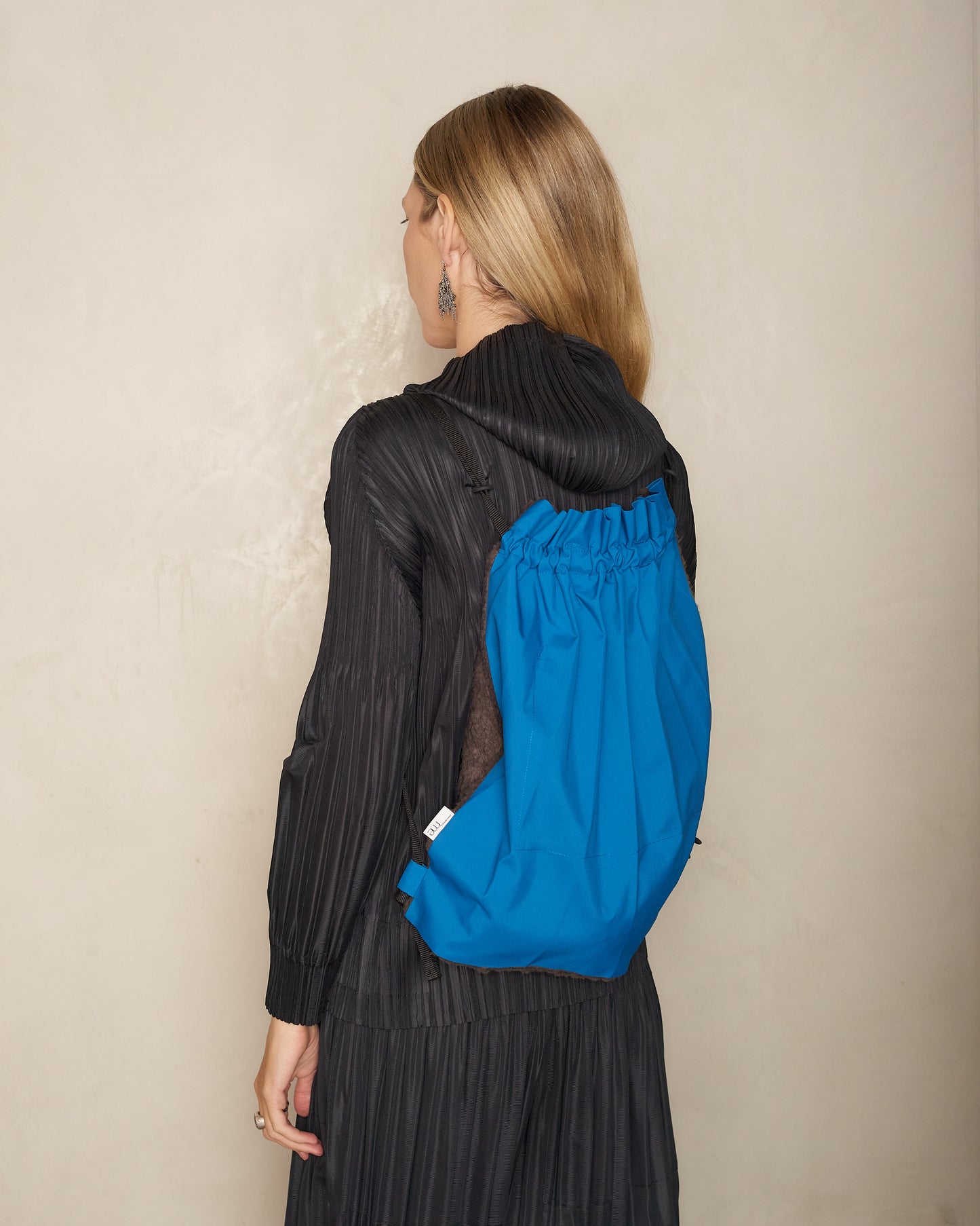 Charcoal Turquoise Sheep Pleats Bag