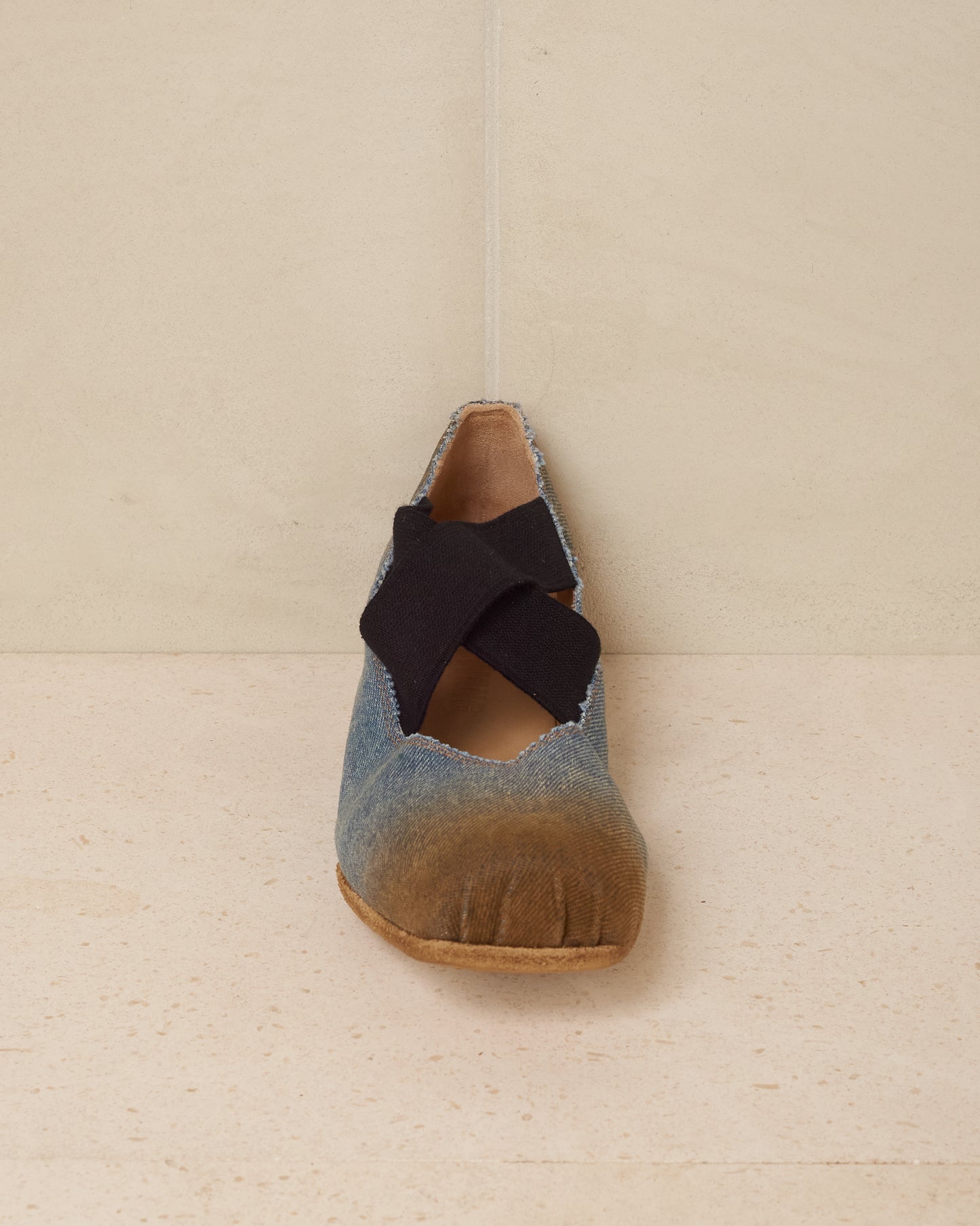 Blue and Brown Denim Ballet Shoes