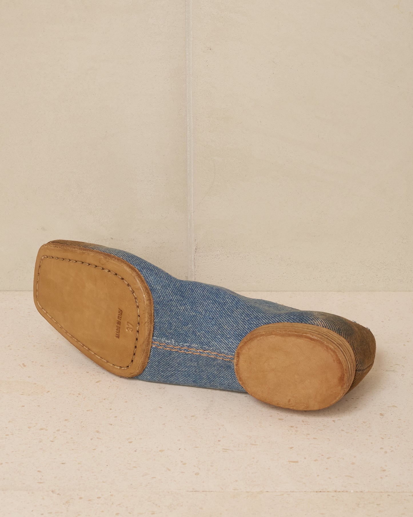 Blue and Brown Denim Ballet Shoes