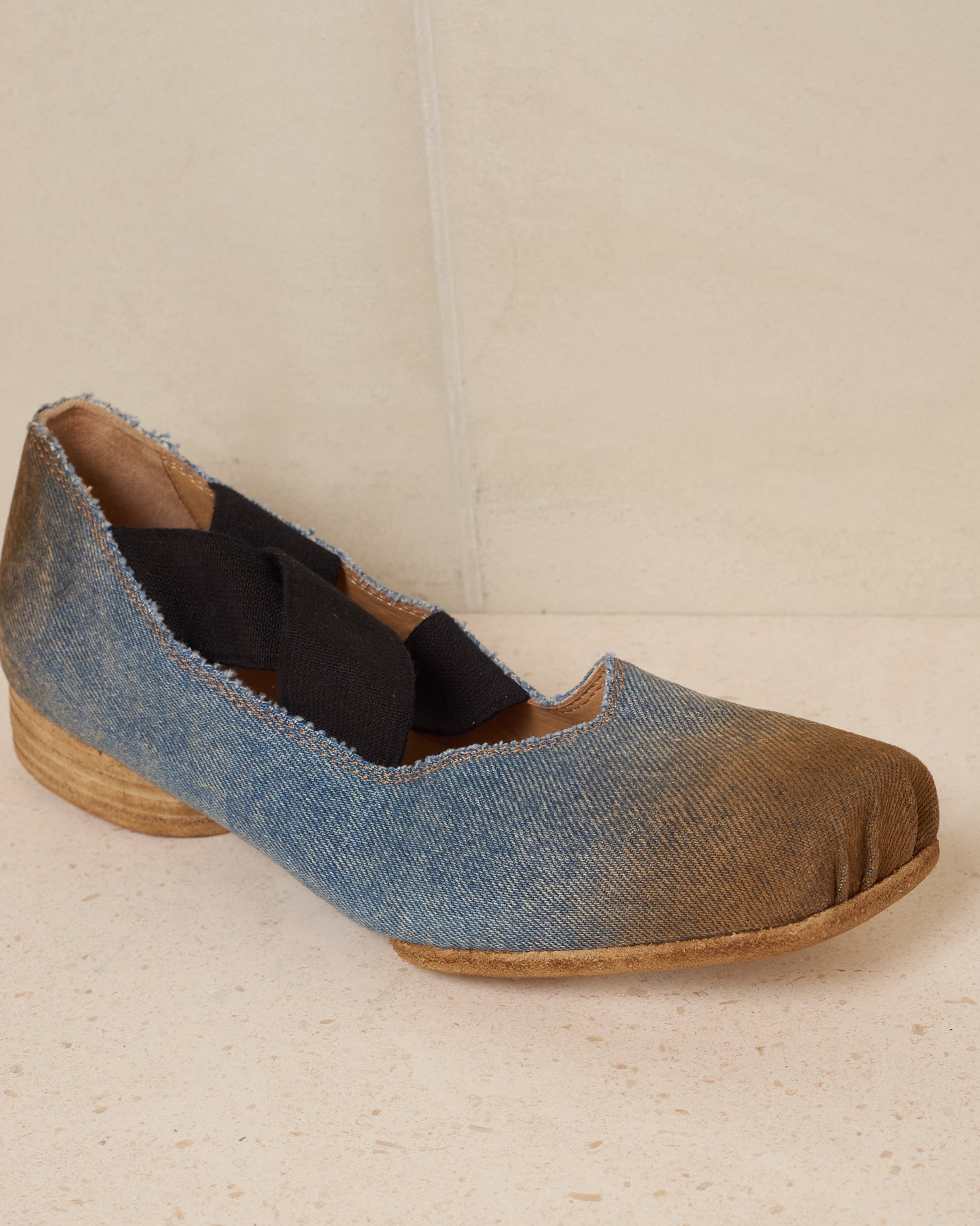 Blue and Brown Denim Ballet Shoes