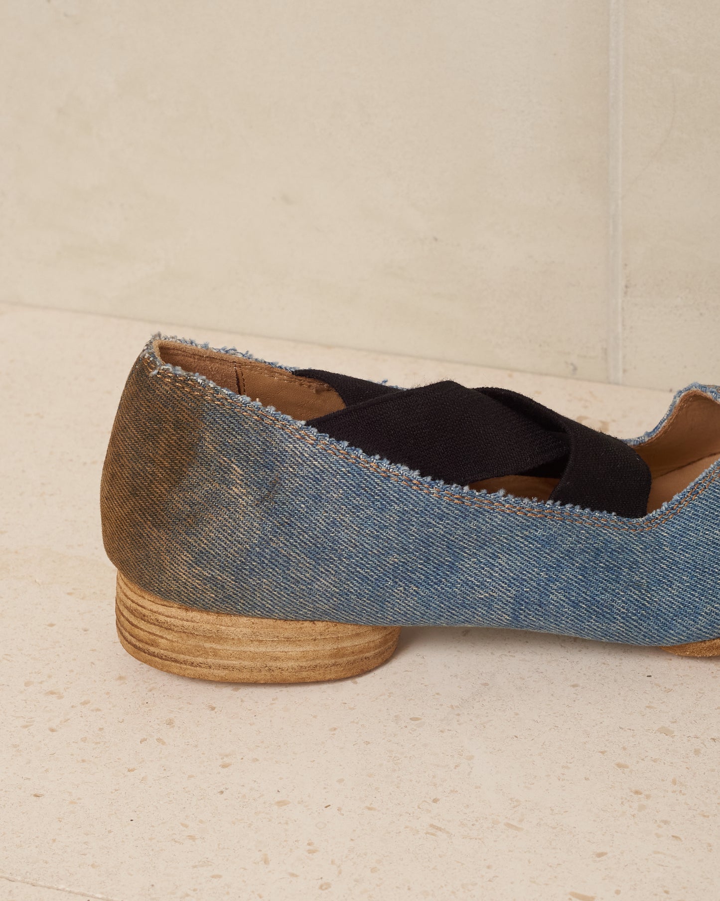 Blue and Brown Denim Ballet Shoes