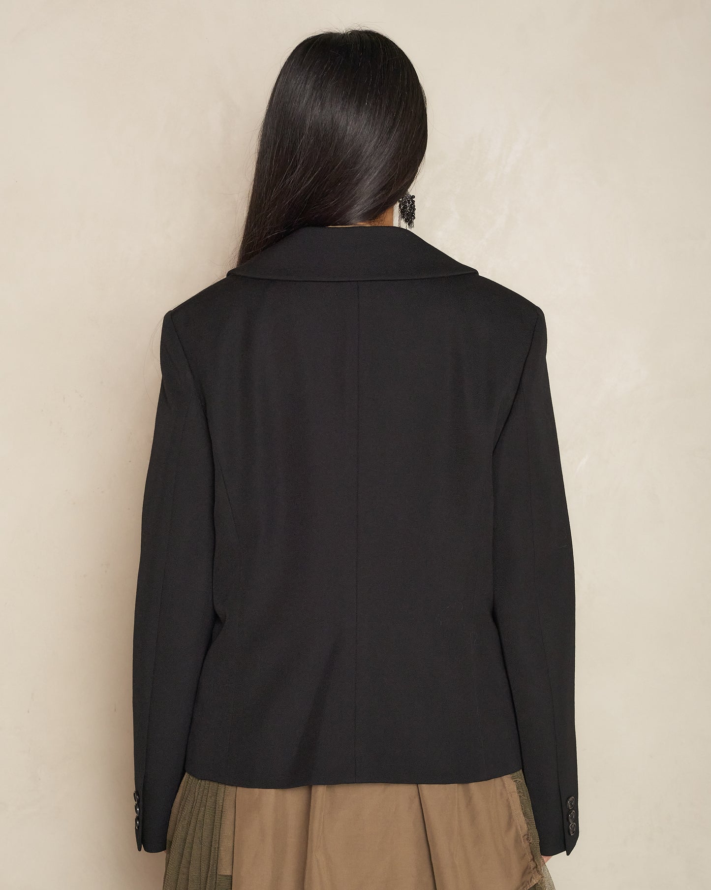 Black Wool Collared Jacket