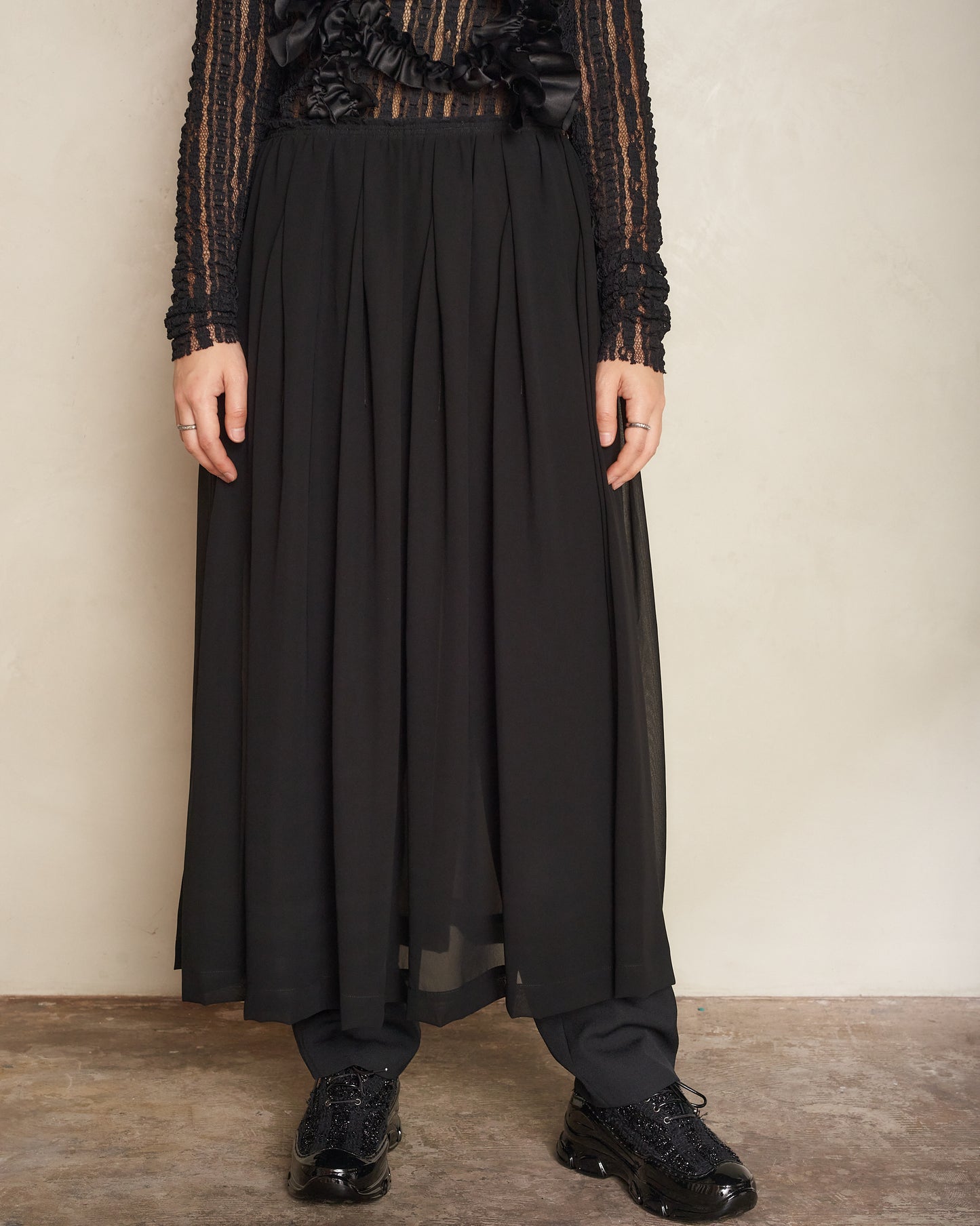 Black Ruffled Suspender Skirt