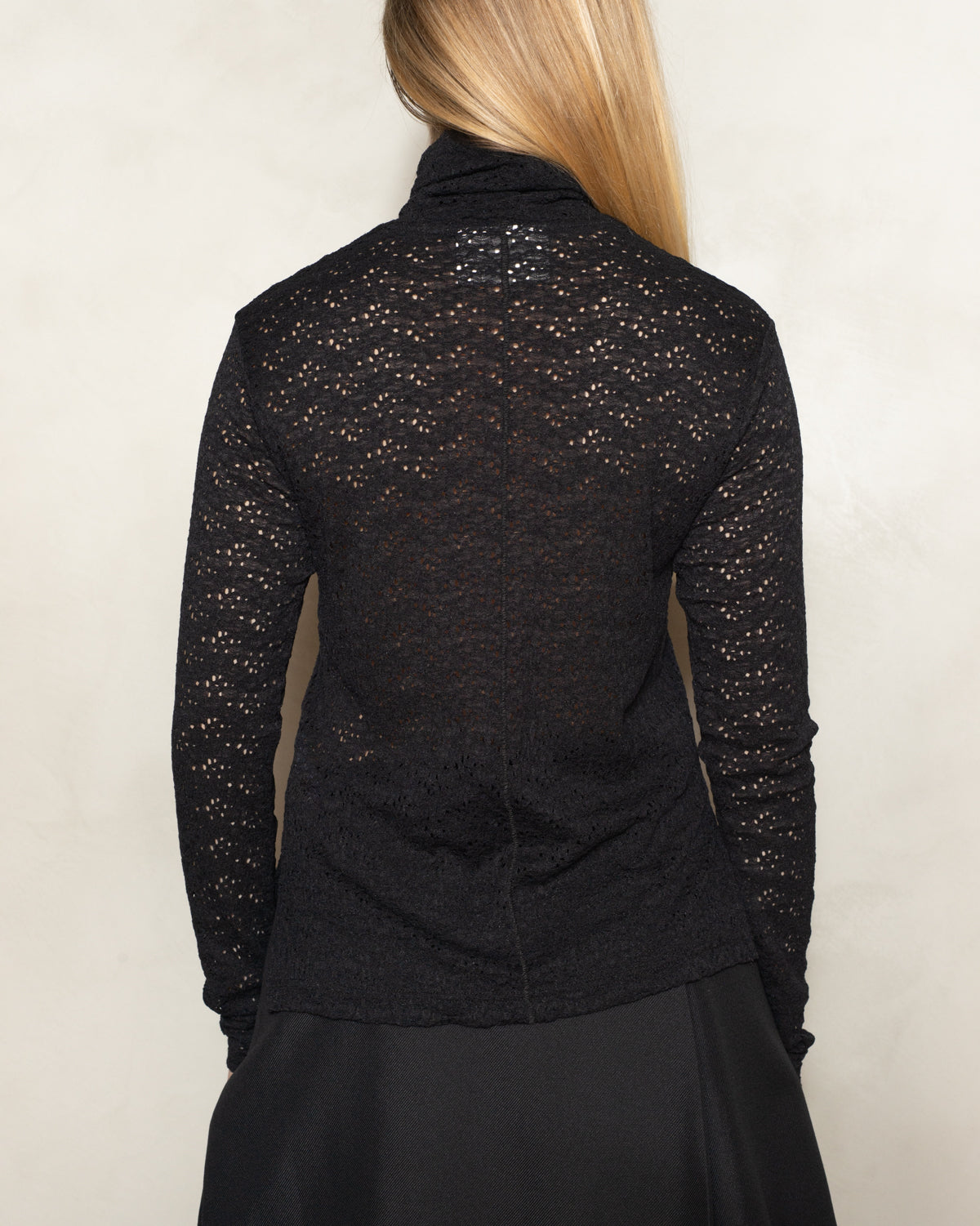 Black Long Sleeve Floral Turtleneck