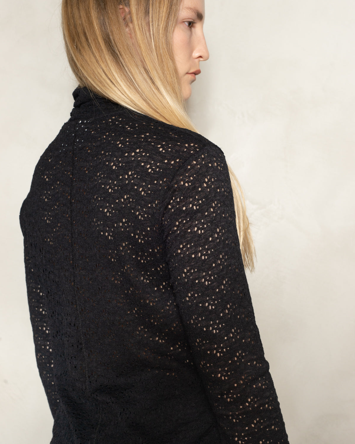 Black Long Sleeve Floral Turtleneck