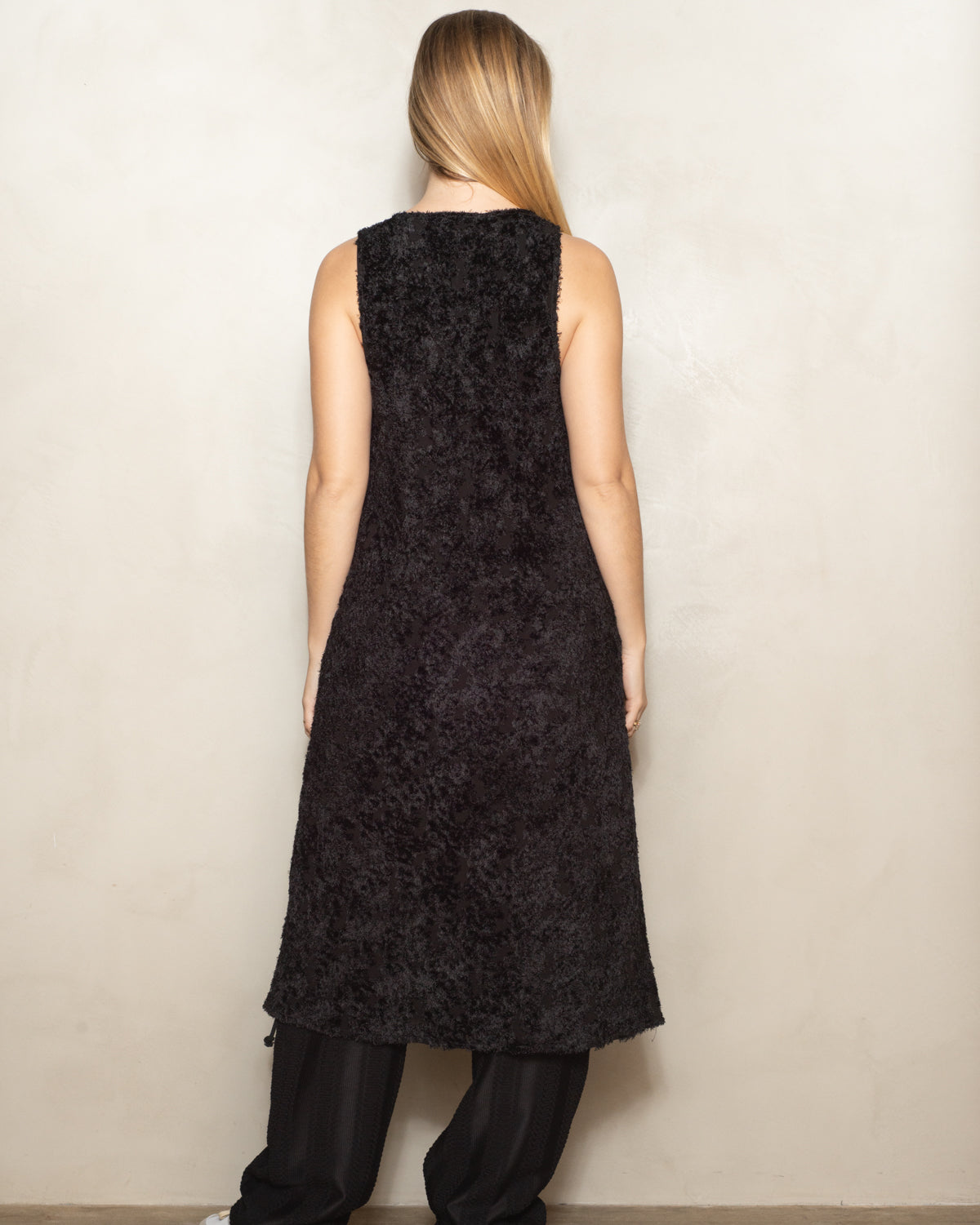 Black Shaggy Sheer Tank Dress