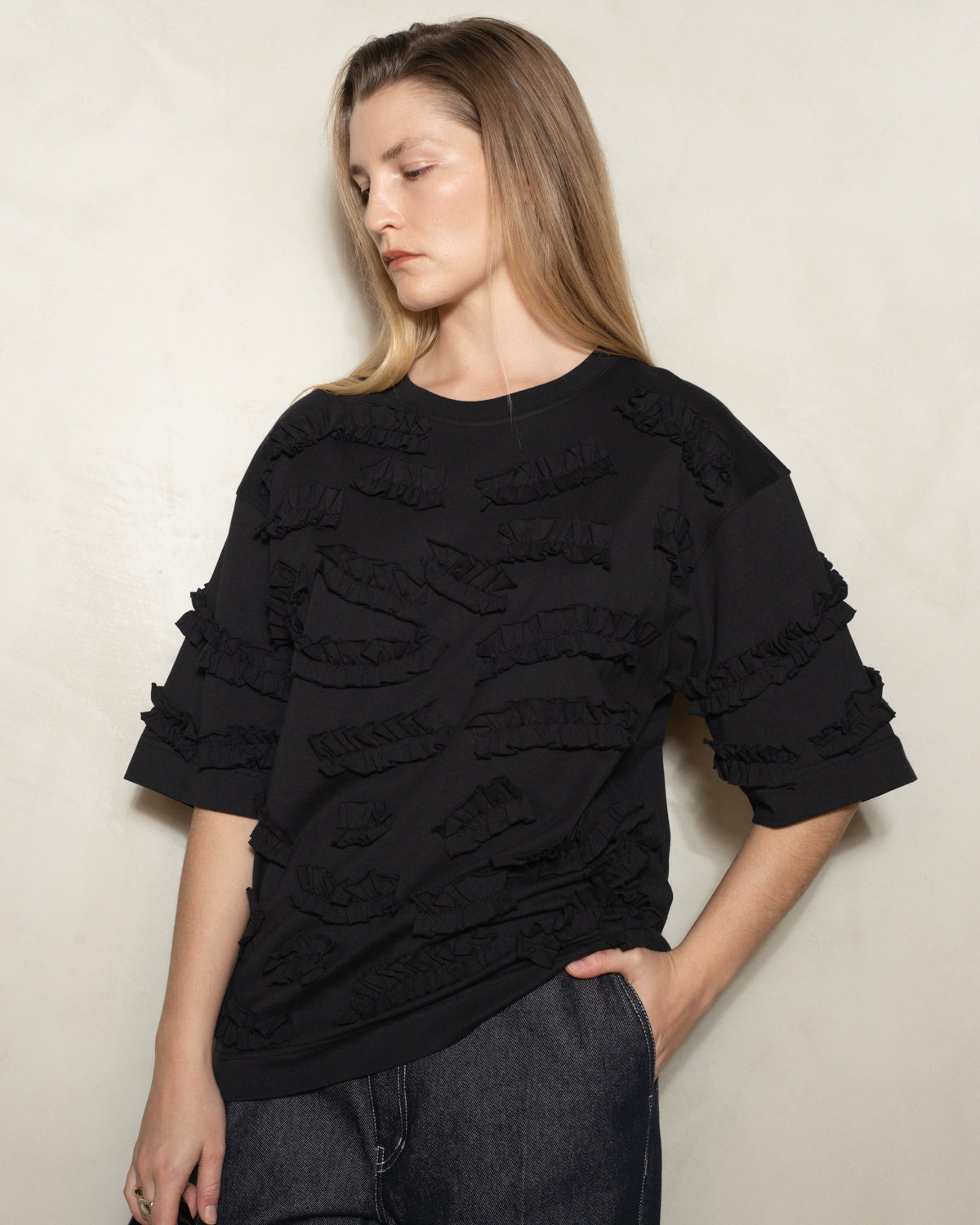 Black Tijana Ruffle T-shirt