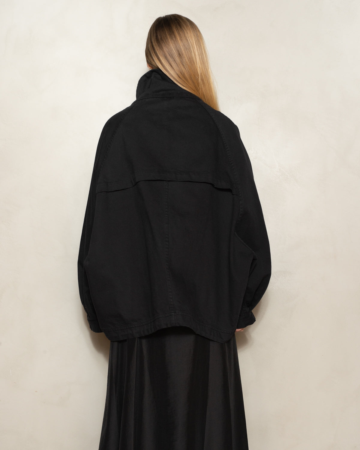 Black Jonis Oversized Short Collared Parka