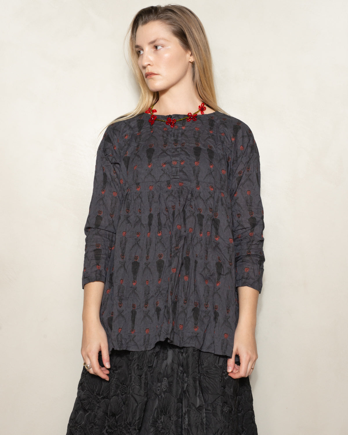 Charcoal Ceremony Print Blouse