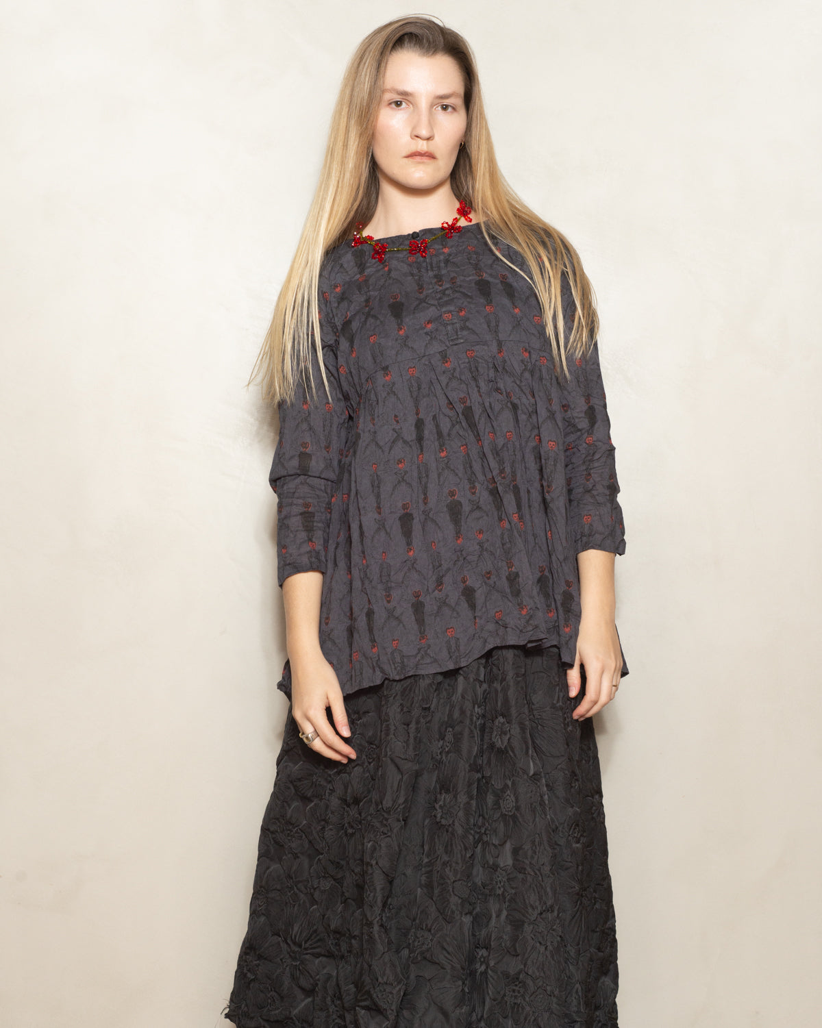 Charcoal Ceremony Print Blouse