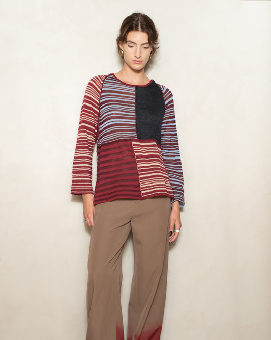 Maroon and Navy Stripe Jumper