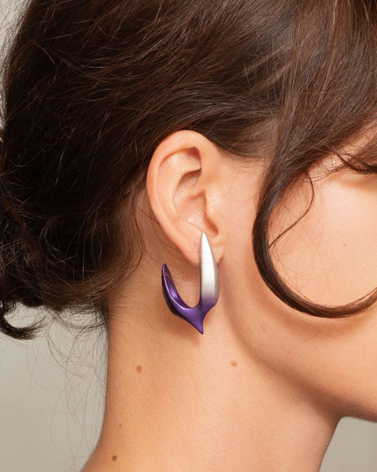 Silver and Purple Small Hook Earring