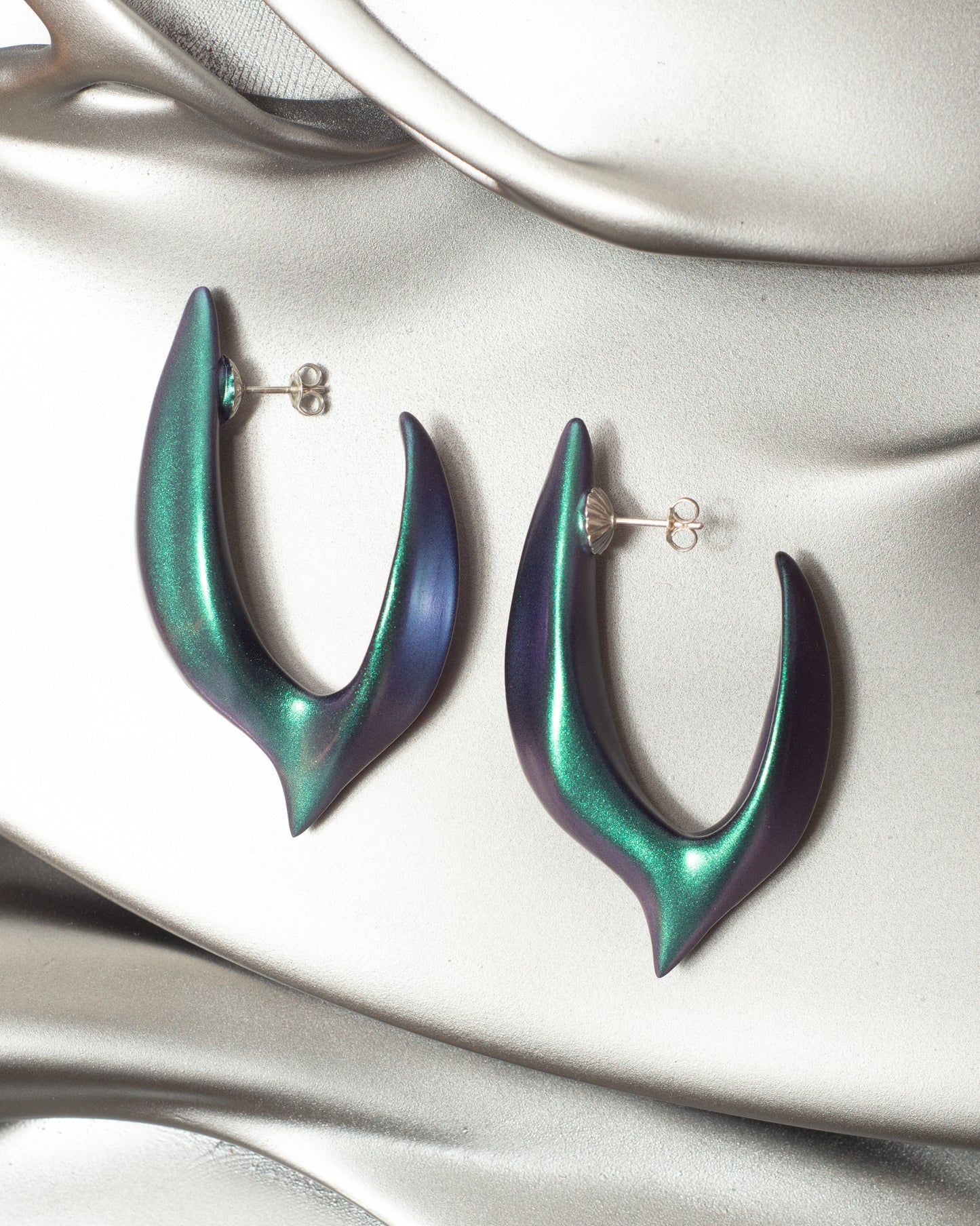 Colourshift Green Large Hook Earring