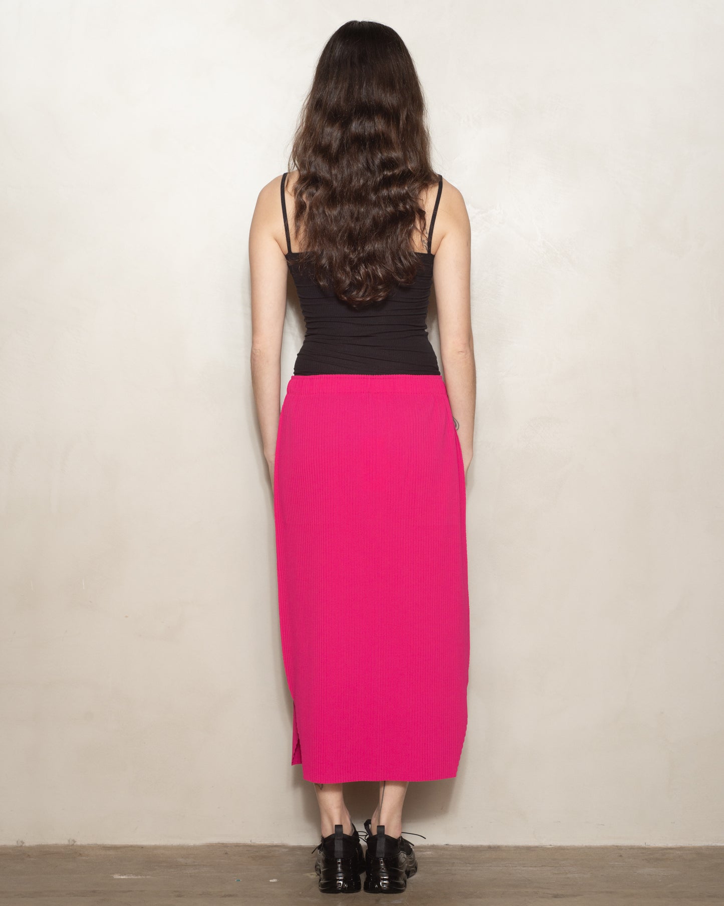 Raspberry Fine Knit Pleat Skirt