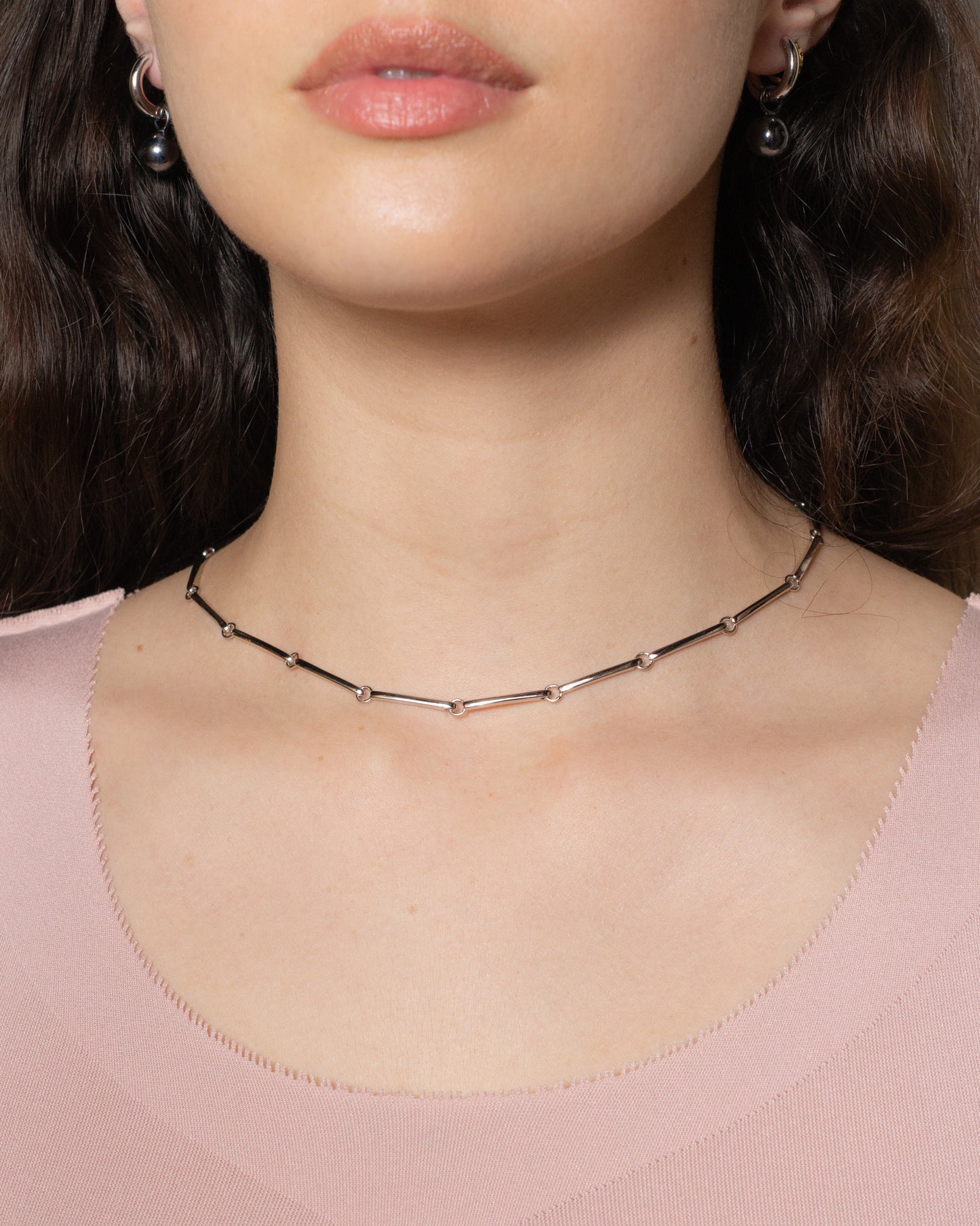 Agnes Rhodium Plated Silver Necklace