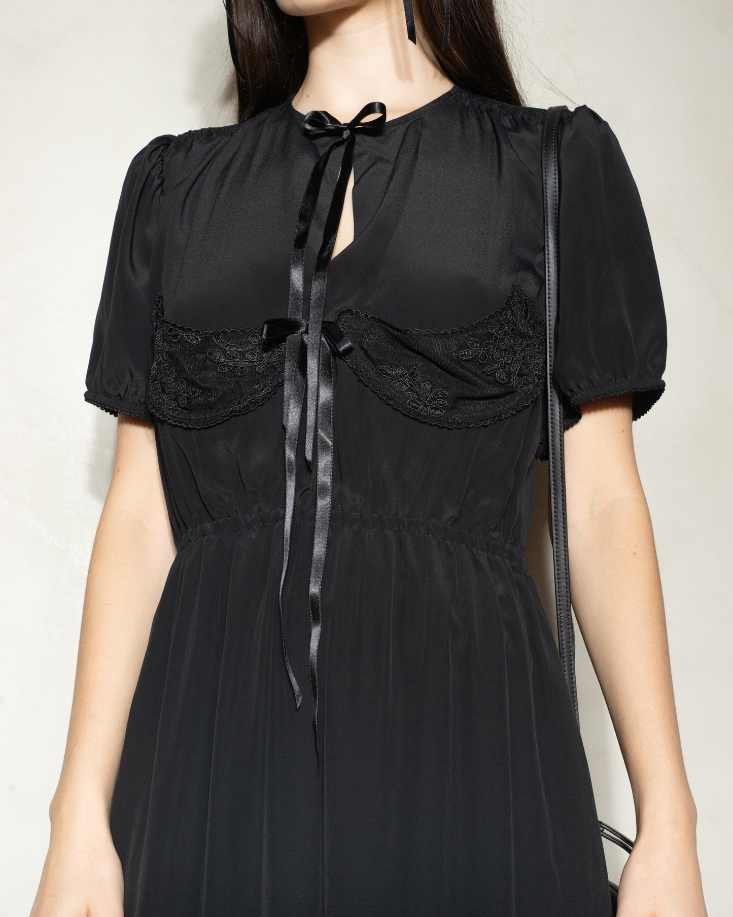 Black Crepe Cup Detail Dress