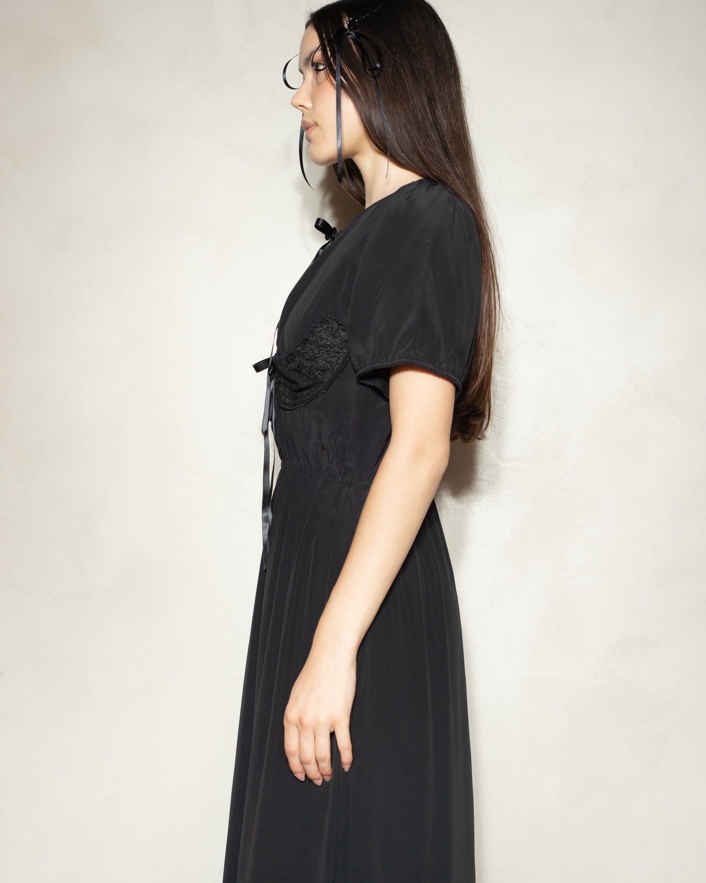 Black Crepe Cup Detail Dress