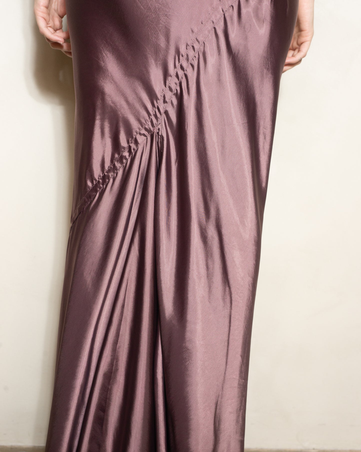 Amethyst Satin Calf Bias Skirt