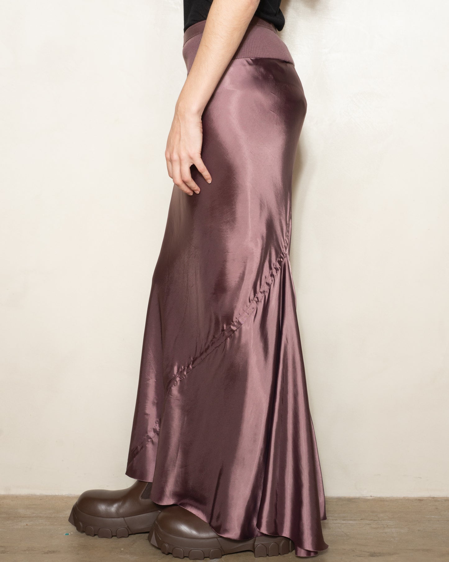 Amethyst Satin Calf Bias Skirt