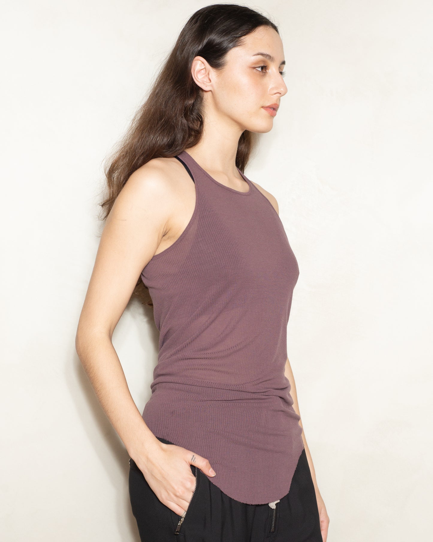 Amethyst Silk Rib Tank Top