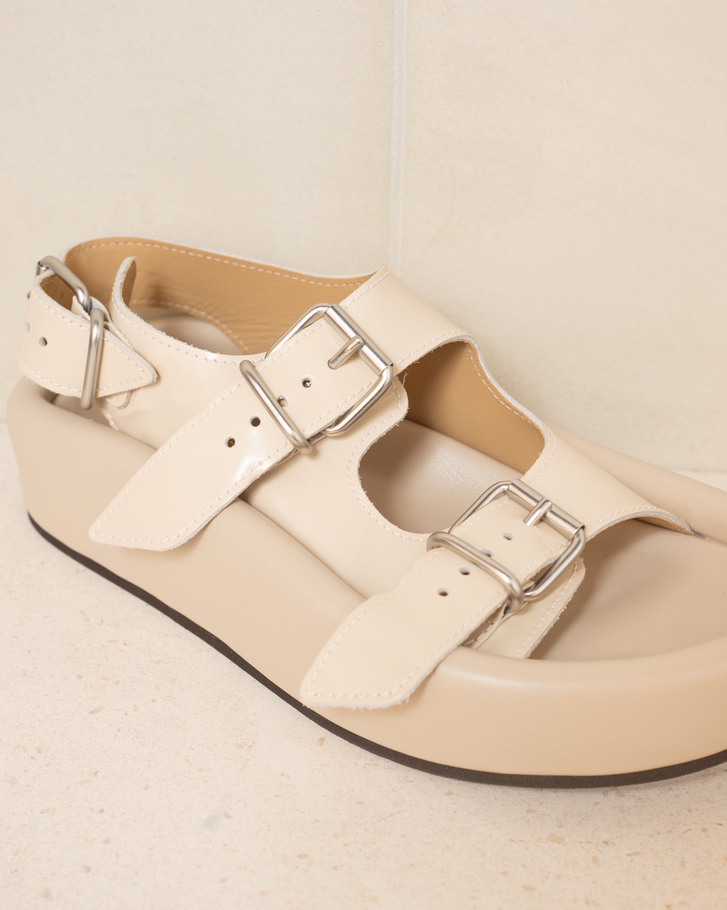 Cream Buckle Sandal