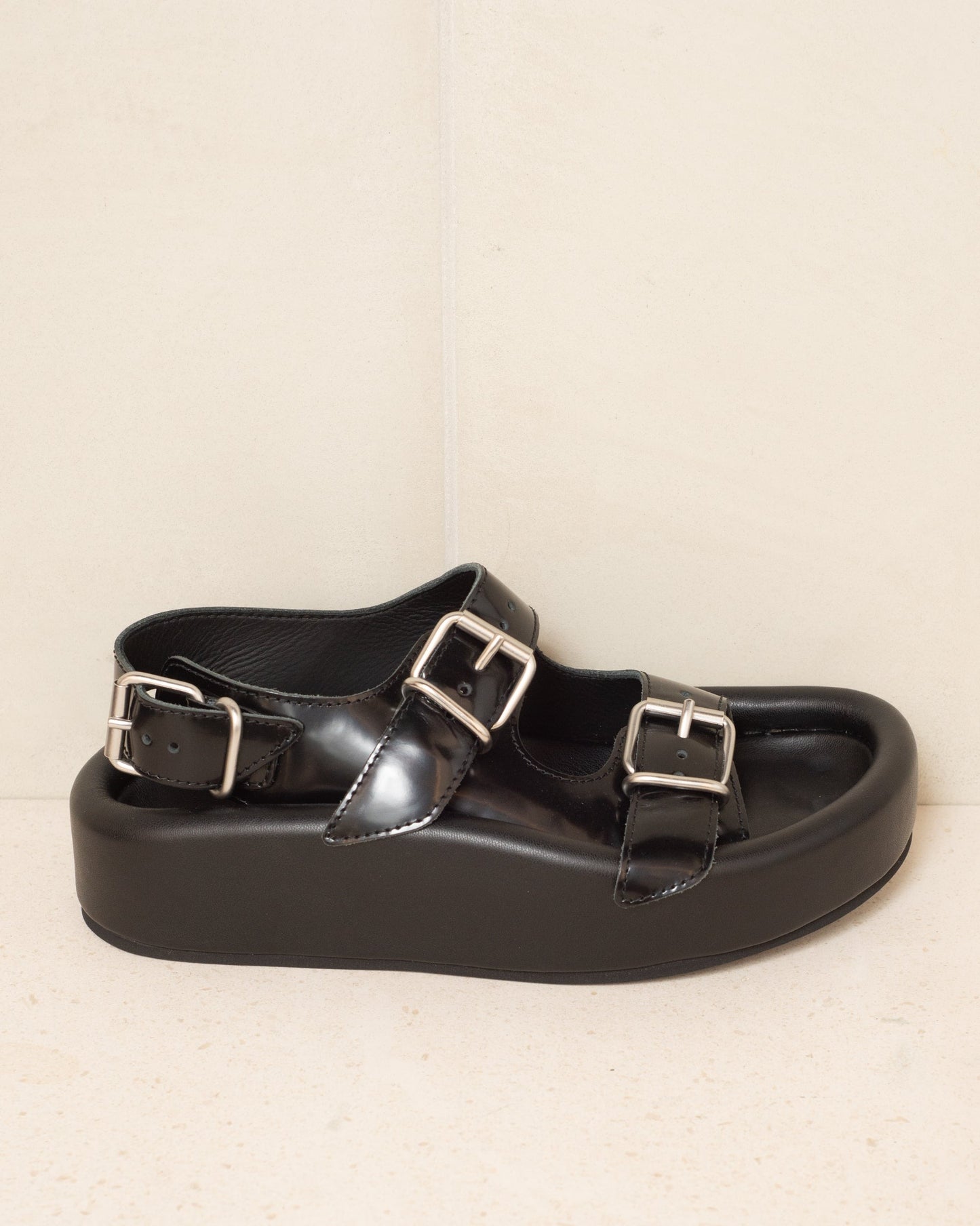 Black Buckle Sandal