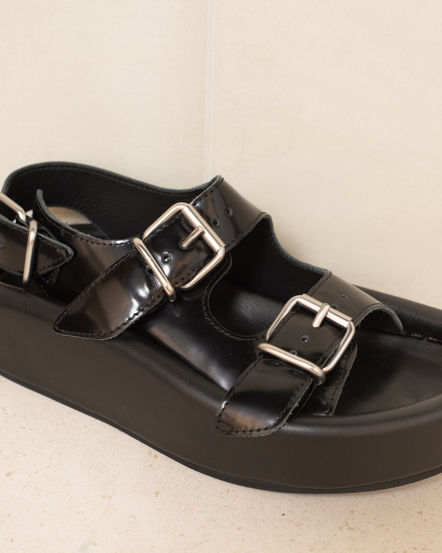 Black Buckle Sandal