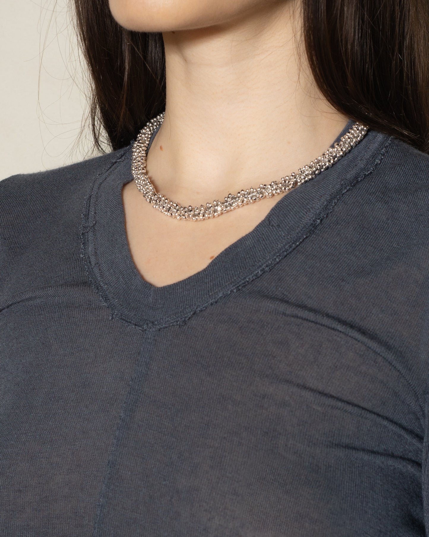 Silver Steel Bead Necklace