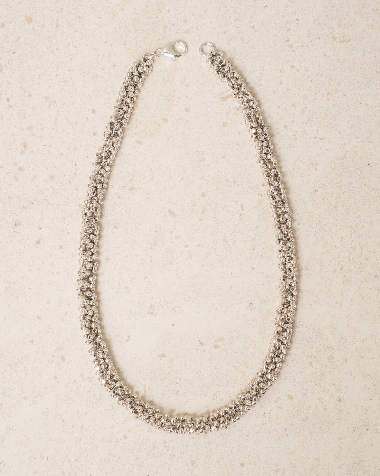 Silver Steel Bead Necklace