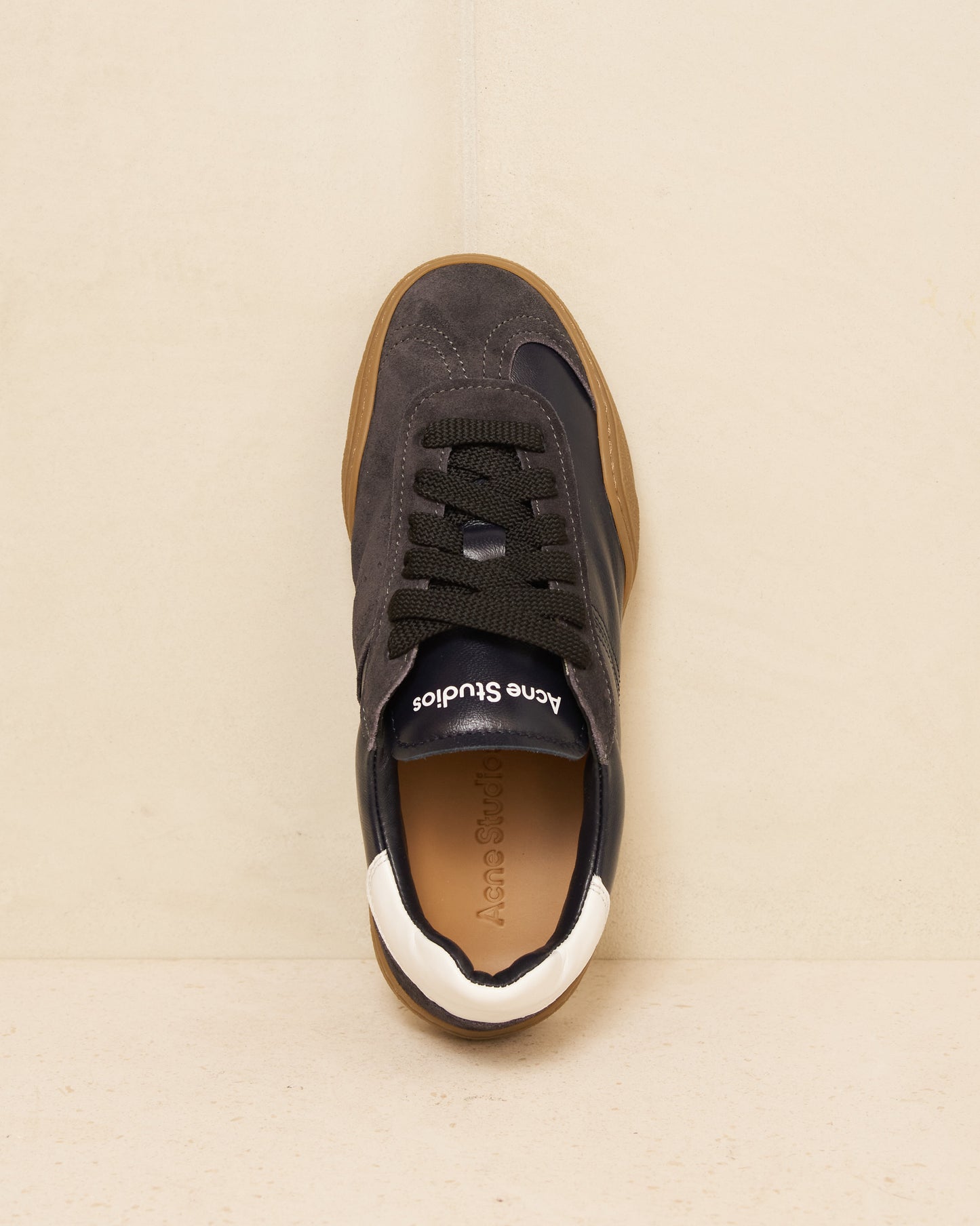 Anthracite Leather and Suede Sneakers