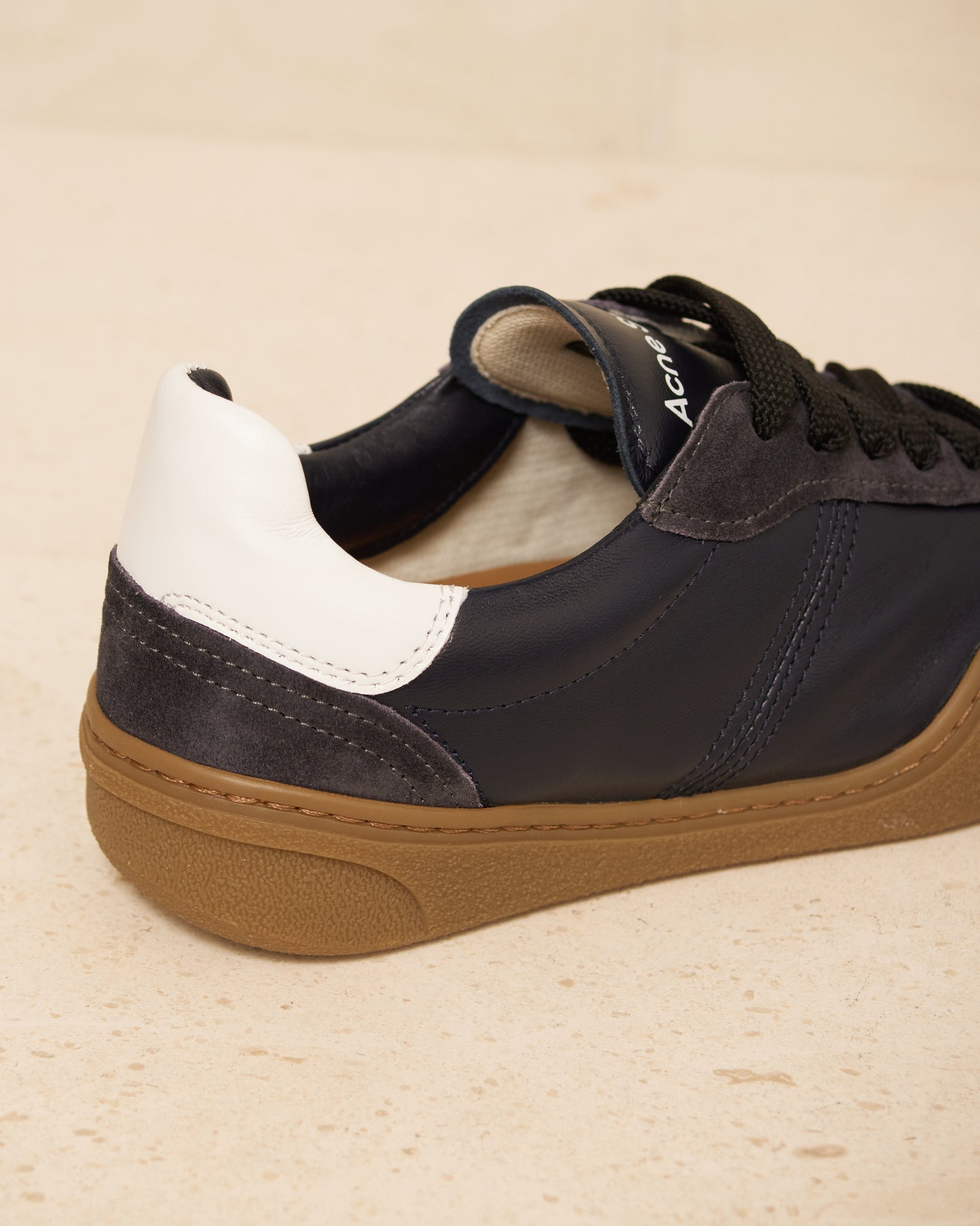 Anthracite Leather and Suede Sneakers