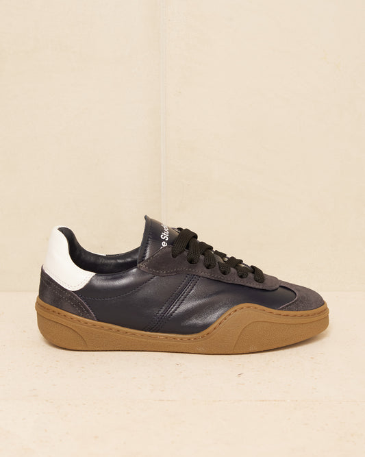 Anthracite Leather and Suede Sneakers